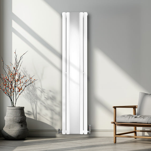 Q-Rax Radiatore Pannello Ovale Specchio 1800x380 Bianco
