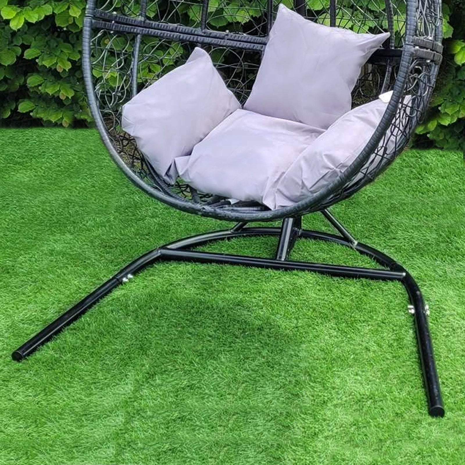 Q-Rax Sedia Sospesa Uovo Giardino Vimini Nero 150 Kg