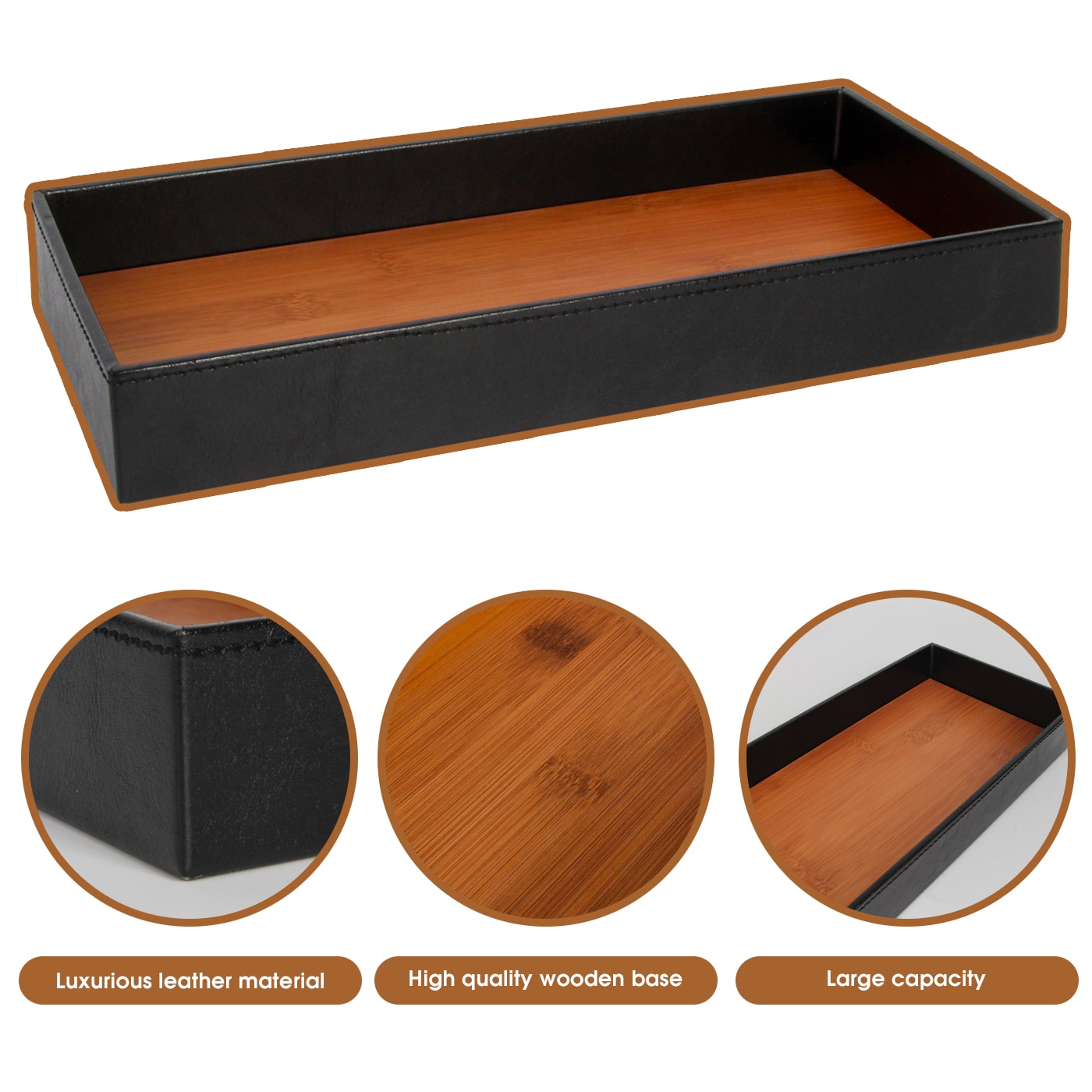 Jackcube Design Dressroom vassoio svuotatasche pelle nero bamboo