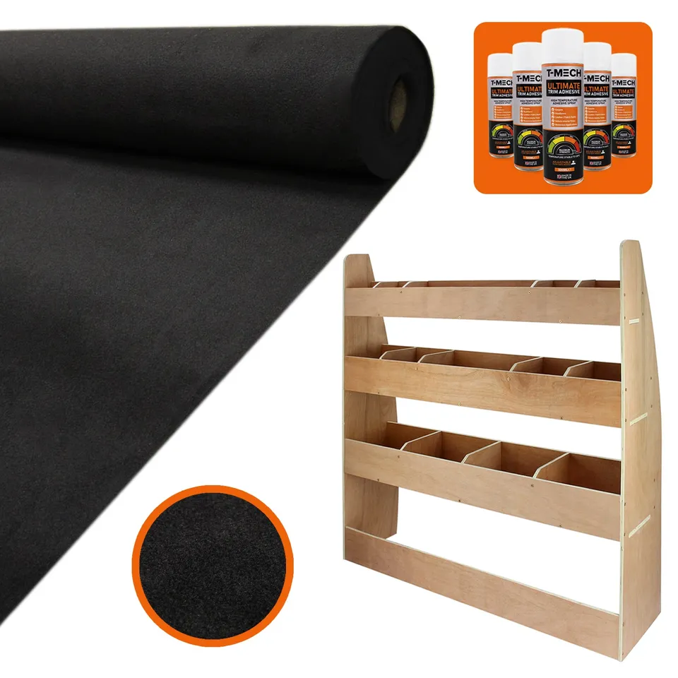 Q-Rax Accessori Casa Rivestimento Furgone Nero 11mq con Colla