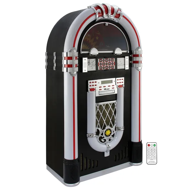 Q-Rax Vintage jukebox nero bluetooth giradischi LED