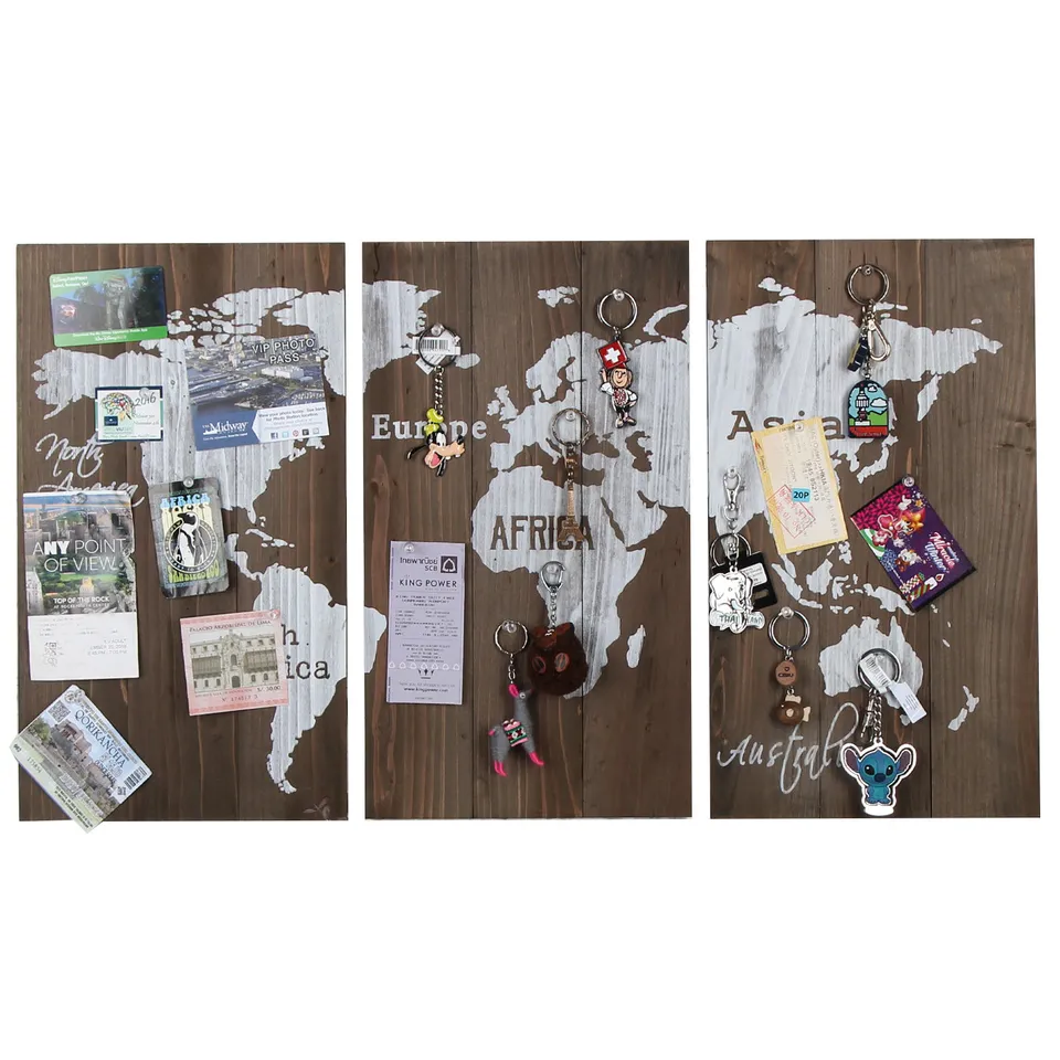 Jackcube Design Wall Décor mappa mondo legno con 20 puntine