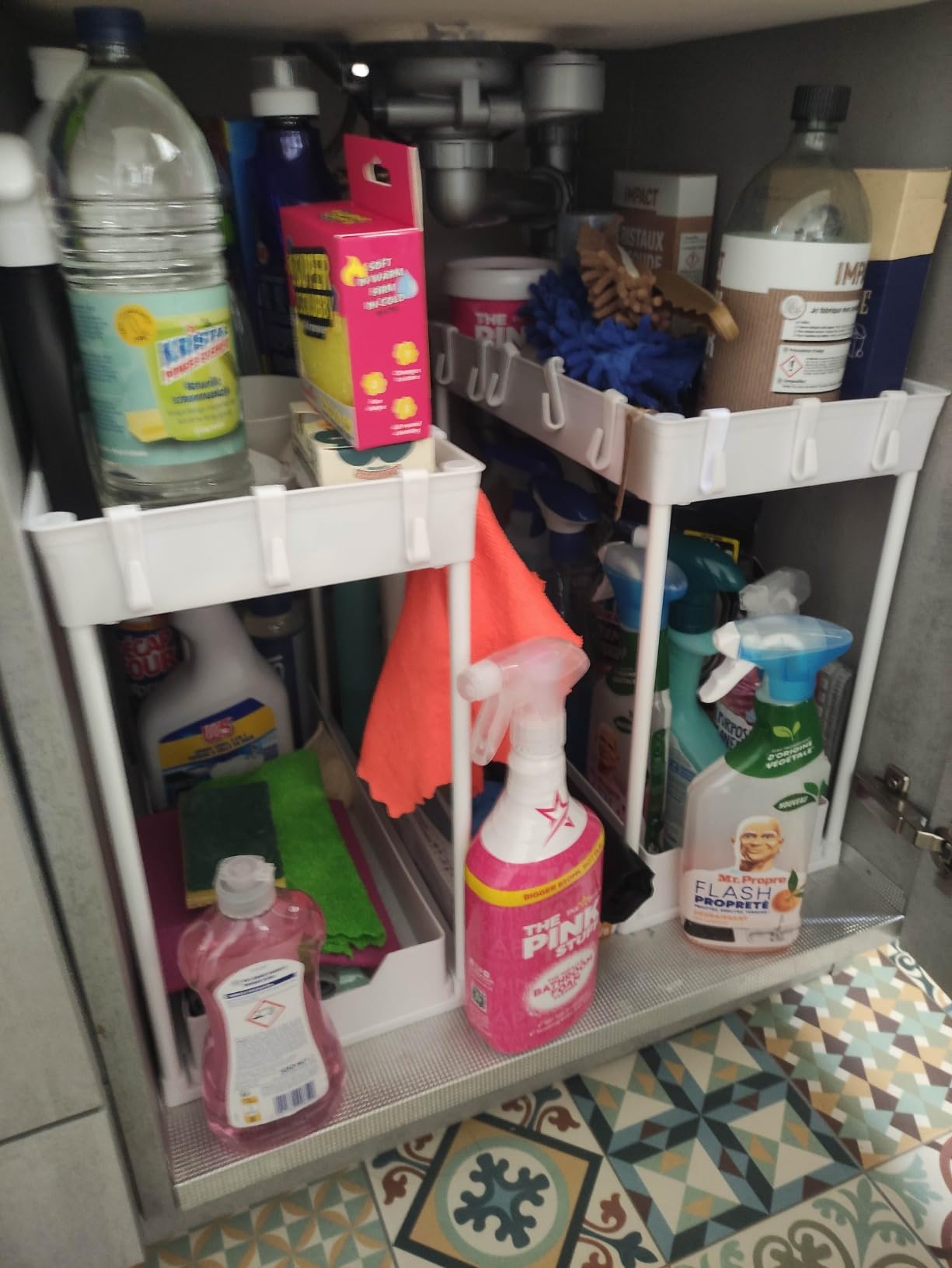 Meltrck Organizer Sottolavello Estraibile 2 Pezzi Bianco 2 Livelli