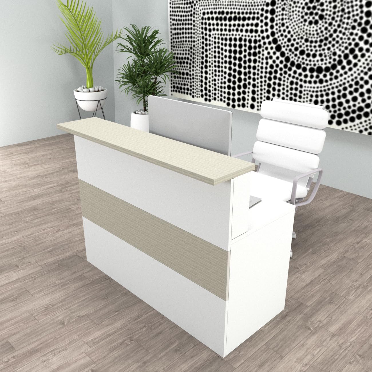 Henor Cidacos Bancone Reception 120 cm Bianco Quercia Stel