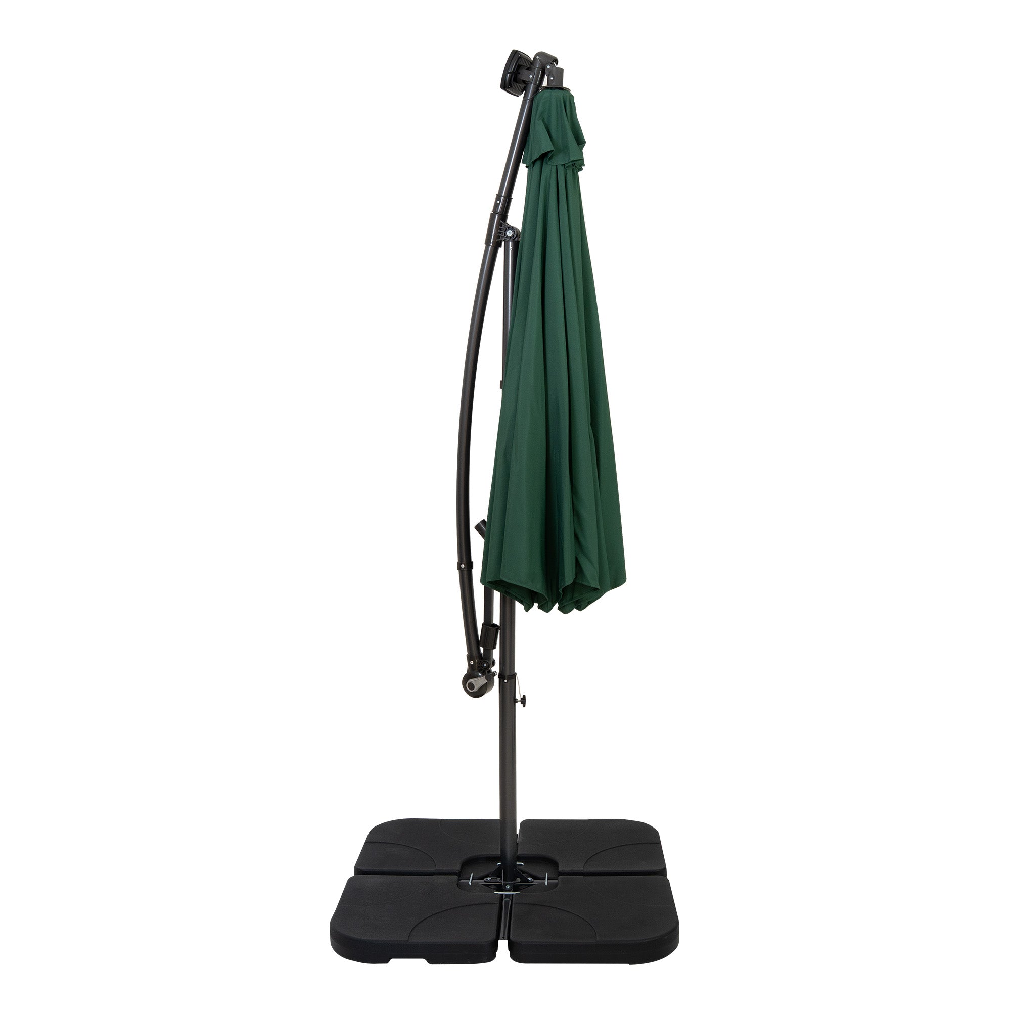 Q-Rax Ombrellone Decentrato LED 3 m Verde con Base Giardino