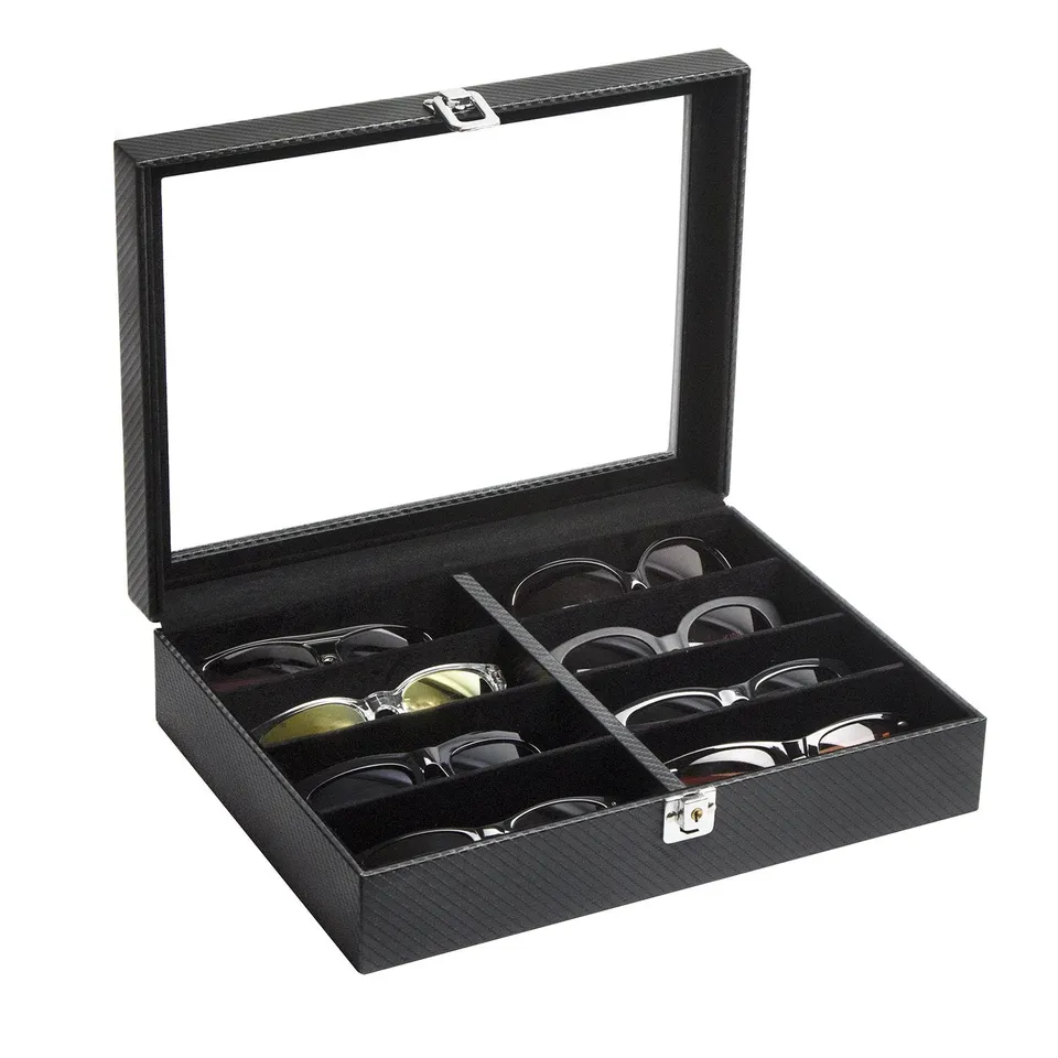 Jackcube Design Makeup Scatola Occhiali 8 Scomparti Pelle Nera