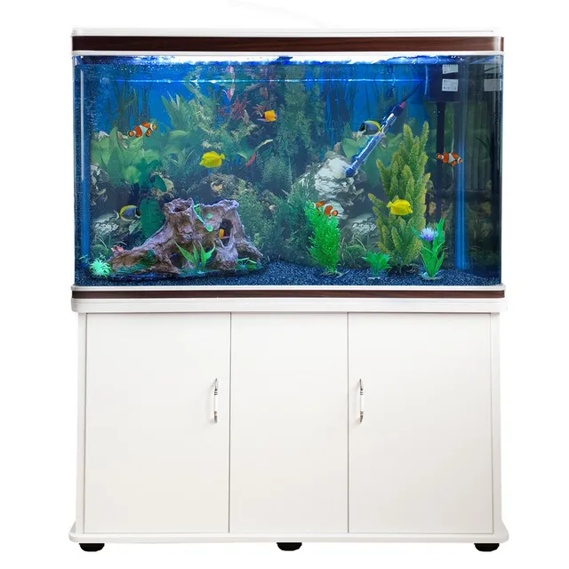 Q-Rax Acquario 300 Litri con Mobile Bianco e Ghiaia Blu