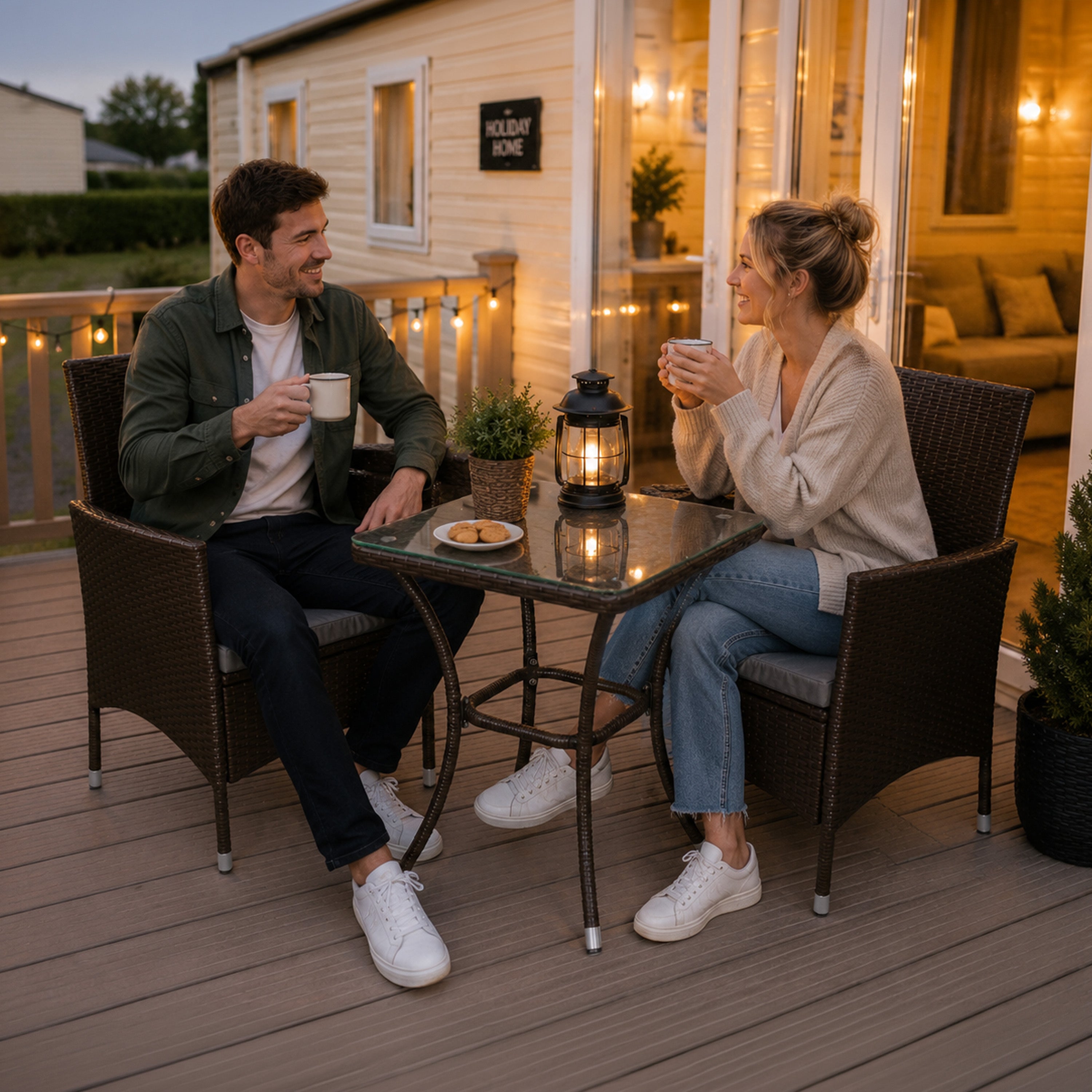Q-Rax Mobili Esterno Jardí set bistrot rattan marrone 2 posti