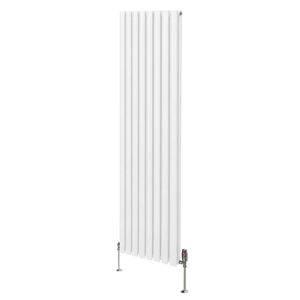 Q-Rax Radiatore 1800x480 Bianco con Valvole TRV Cromate