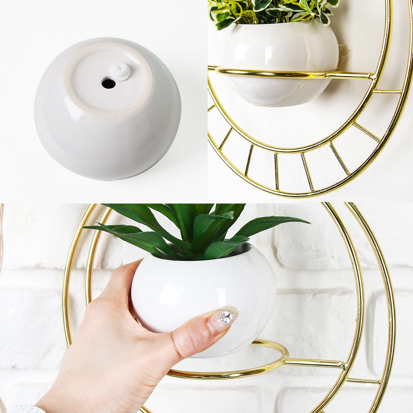 Jackcube Design Plant Set 2 Portavasi Sospesi Oro in Ceramica con Corda