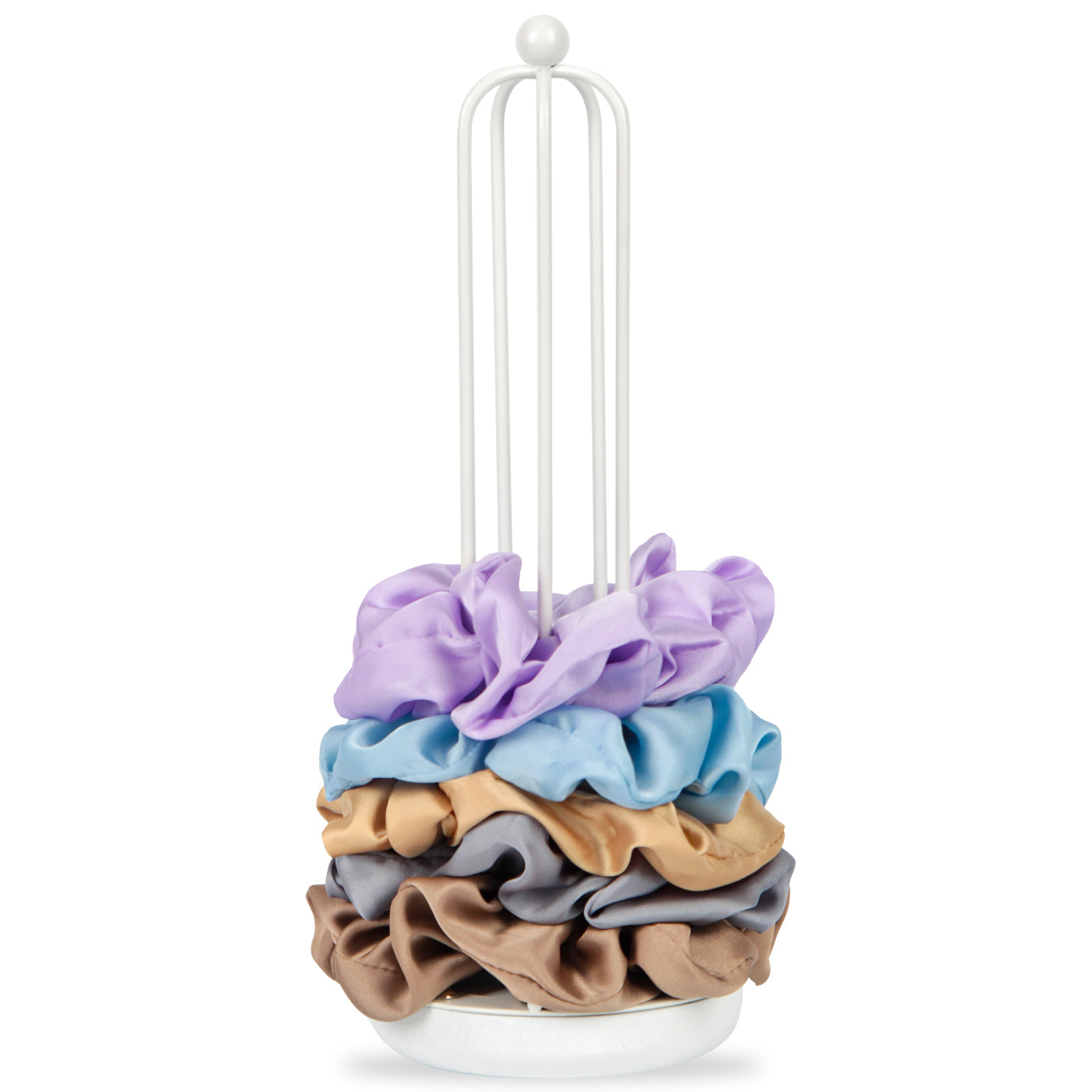 Jackcube Design Makeup & Jewelry stand scrunchie bianco metallo base legno