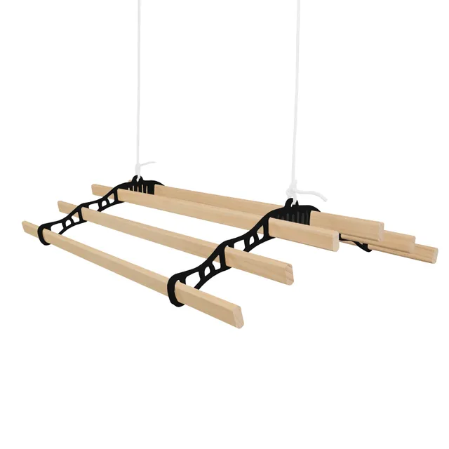 Q-Rax Stendibiancheria Soffitto Puleggia 0,9m 6 Listelli Nero