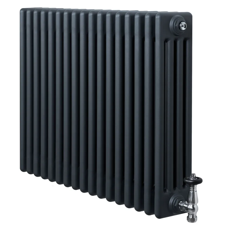 Q-Rax Radiatore 4 Colonne 600x785 Antracite con Valvole