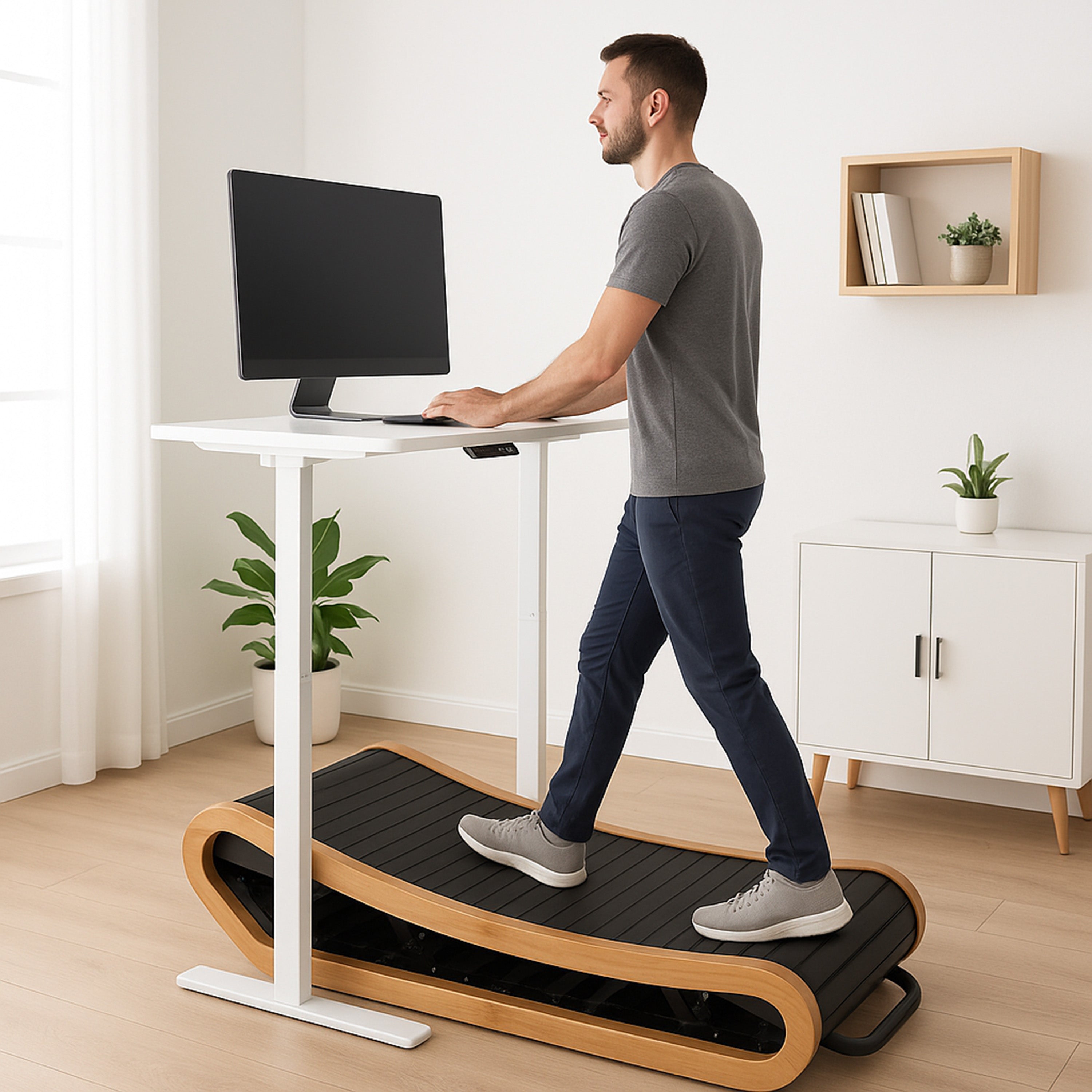 Q-Rax Tapis Roulant Curvo Rovere Chiaro Senza Motore