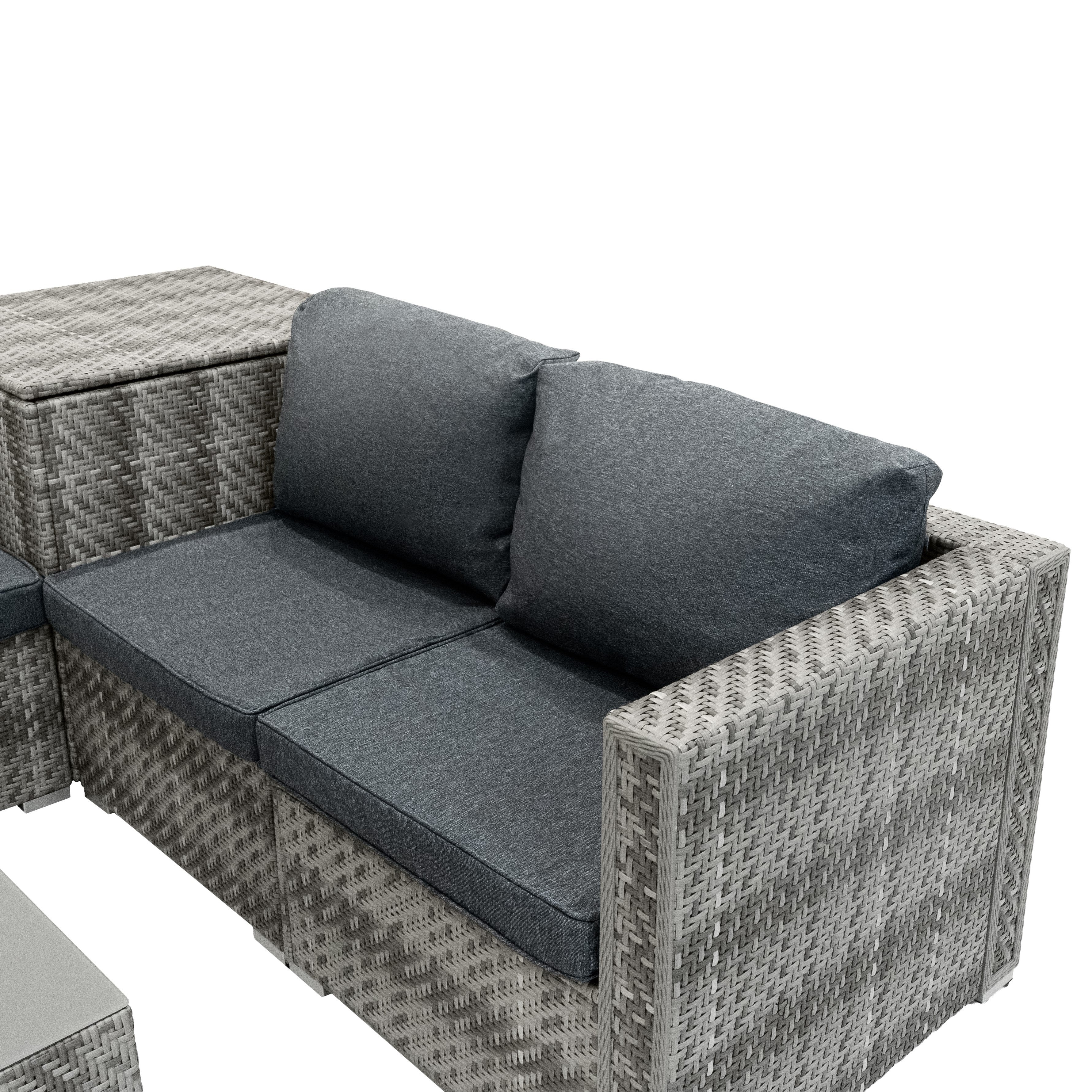 Q-Rax Mobili Esterno Set Giardino 6 Pezzi Rattan Grigio Baule