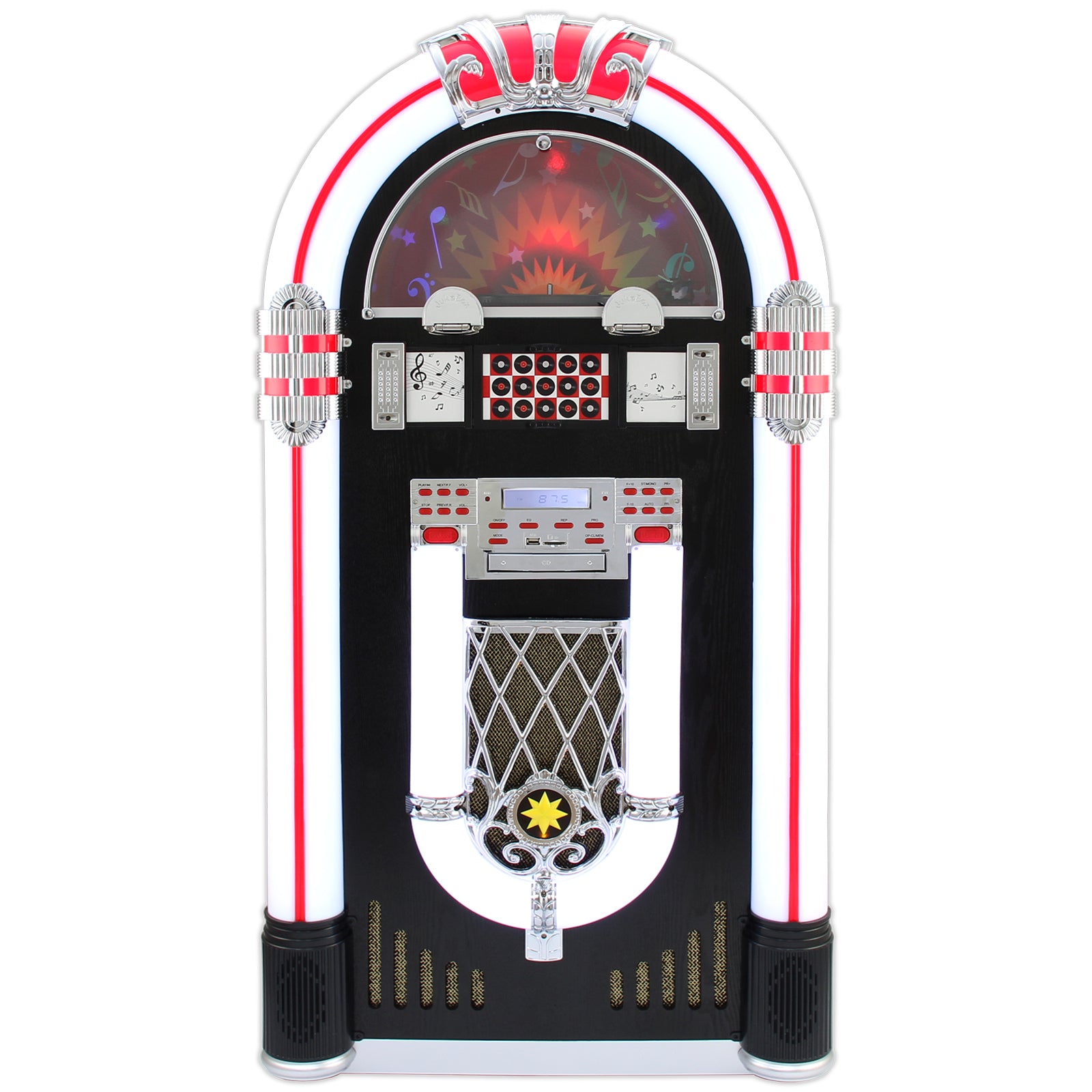 Q-Rax Jukebox Vinile e CD Bluetooth Legno Nero LED Porta CD 40