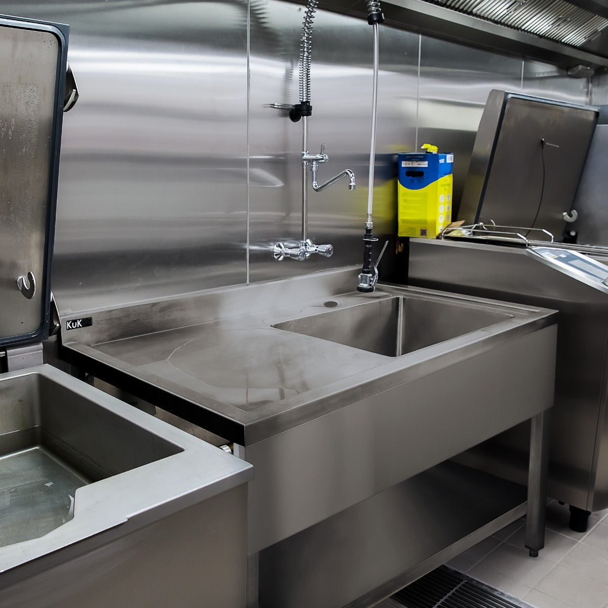 Q-Rax Lavello Inox Ristorazione 120 cm Sgocciolatoio a Sinistra