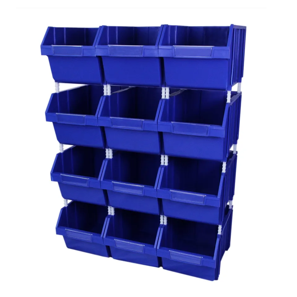 Q-Rax Scaffali Garage 12 Contenitori Bocca Lupo Plastica 50 kg