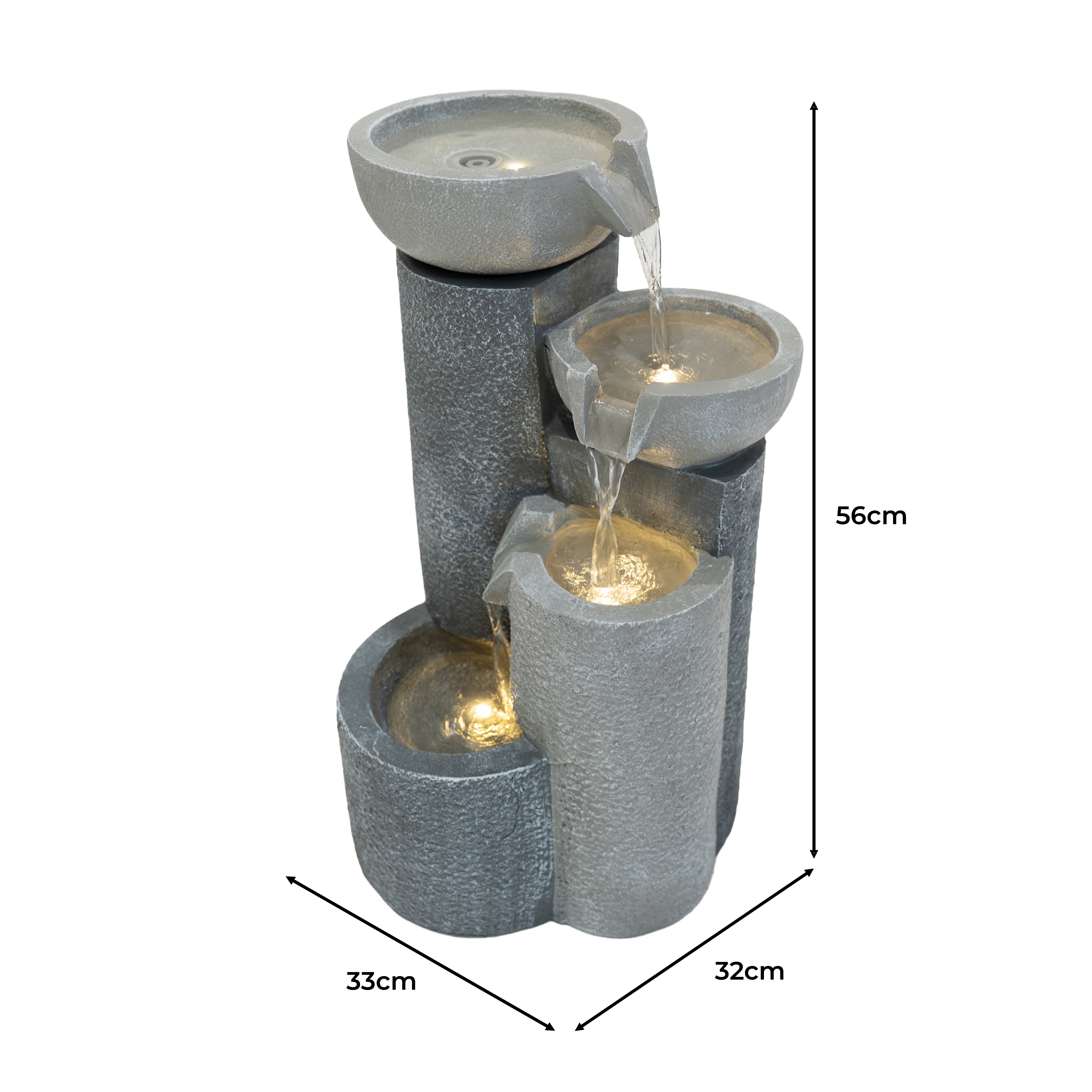 Q-Rax Fontana Elettrica Tranquil Tiers con LED da Esterno