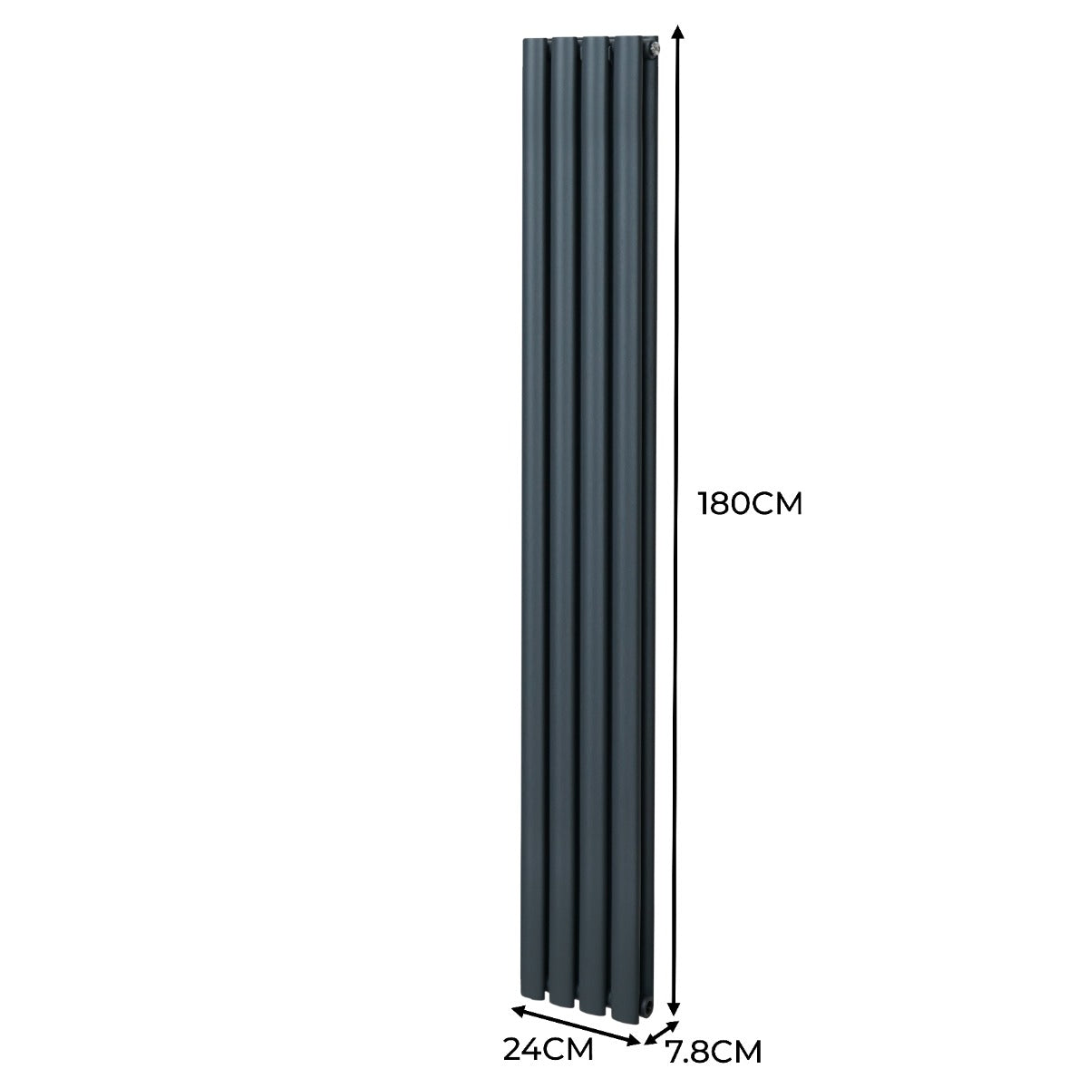 Q-Rax Radiatore Colonna Ovale 1800x240 Antracite Valvole