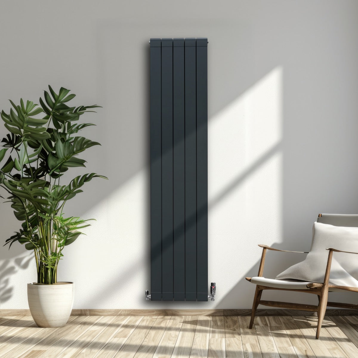 Q-Rax Radiatori Alluminio 1800x395mm Termosifone Antracite Valvole