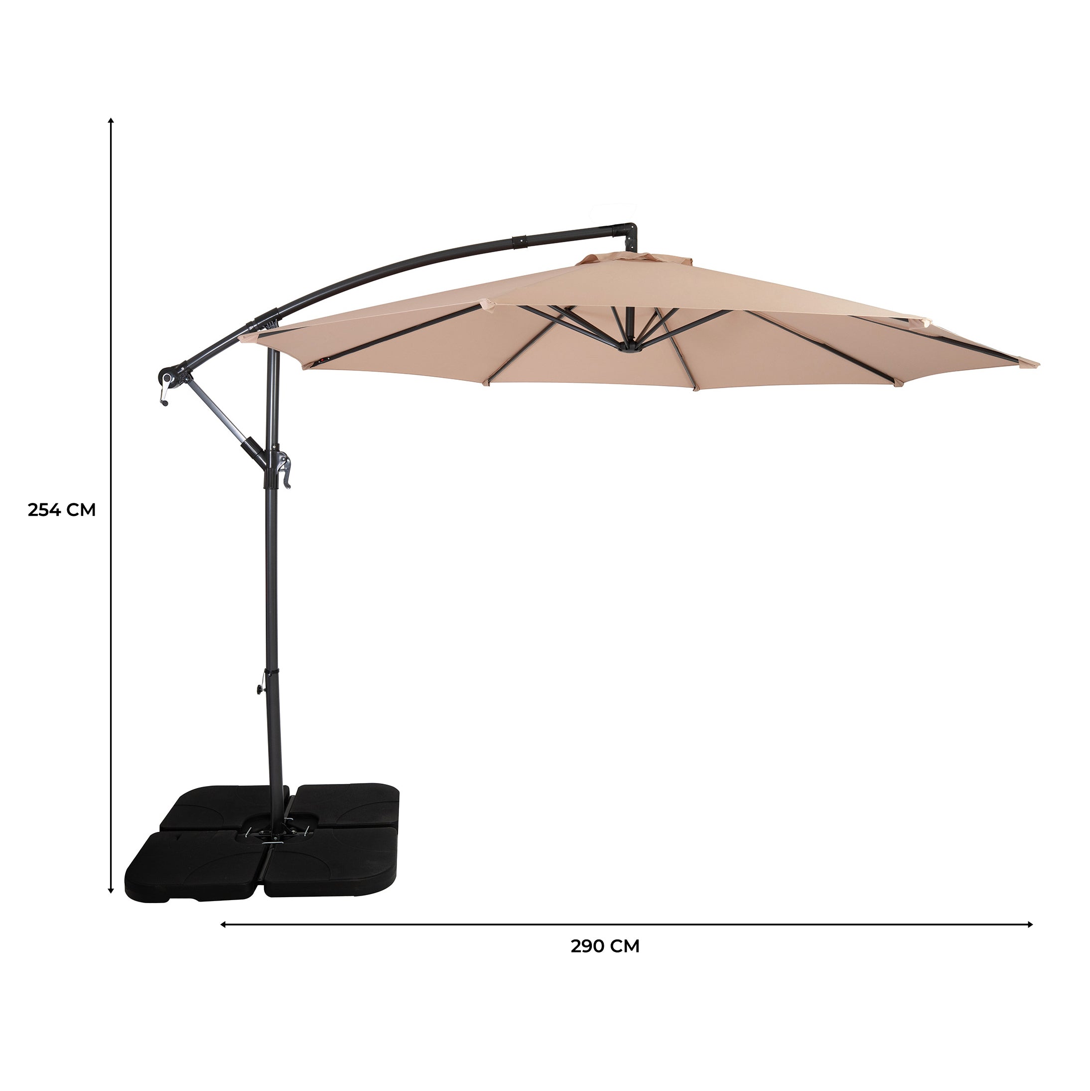 Q-Rax Ombrellone Decentrato 3m Beige con Base Riempibile