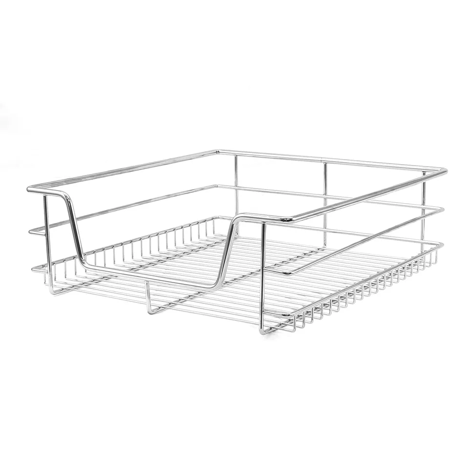 Q-Rax Cestelli Estraibili Acciaio 60cm 3 Cesti Organizer Cucina 20kg