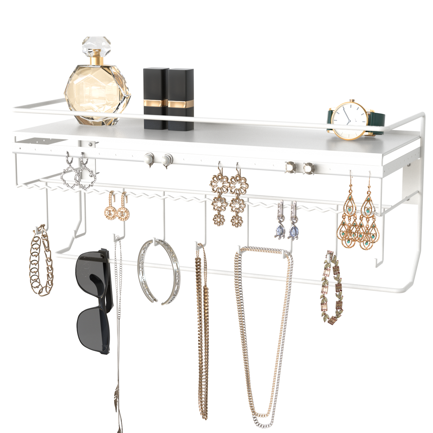 Jackcube Design Makeup & Jewelry Portagioie Parete 9 Ganci Bianco