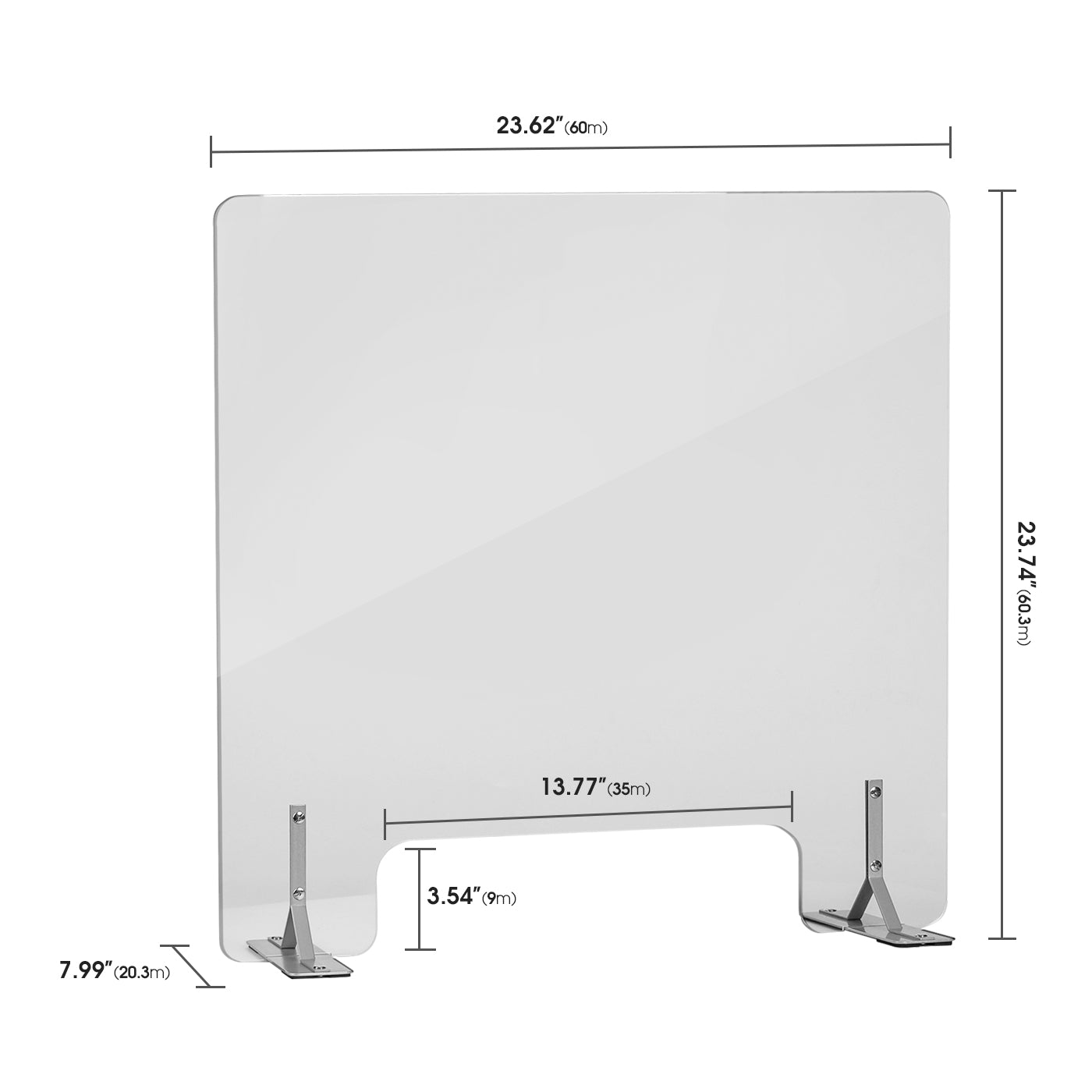 Jackcube Design Bathroom Barriera Plexiglass Banco Finestra 23,6"
