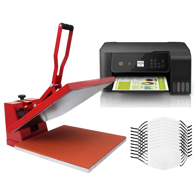Q-Rax Kit Sublimazione Pressa 38x38 + Eco Tank +10 Mascherine