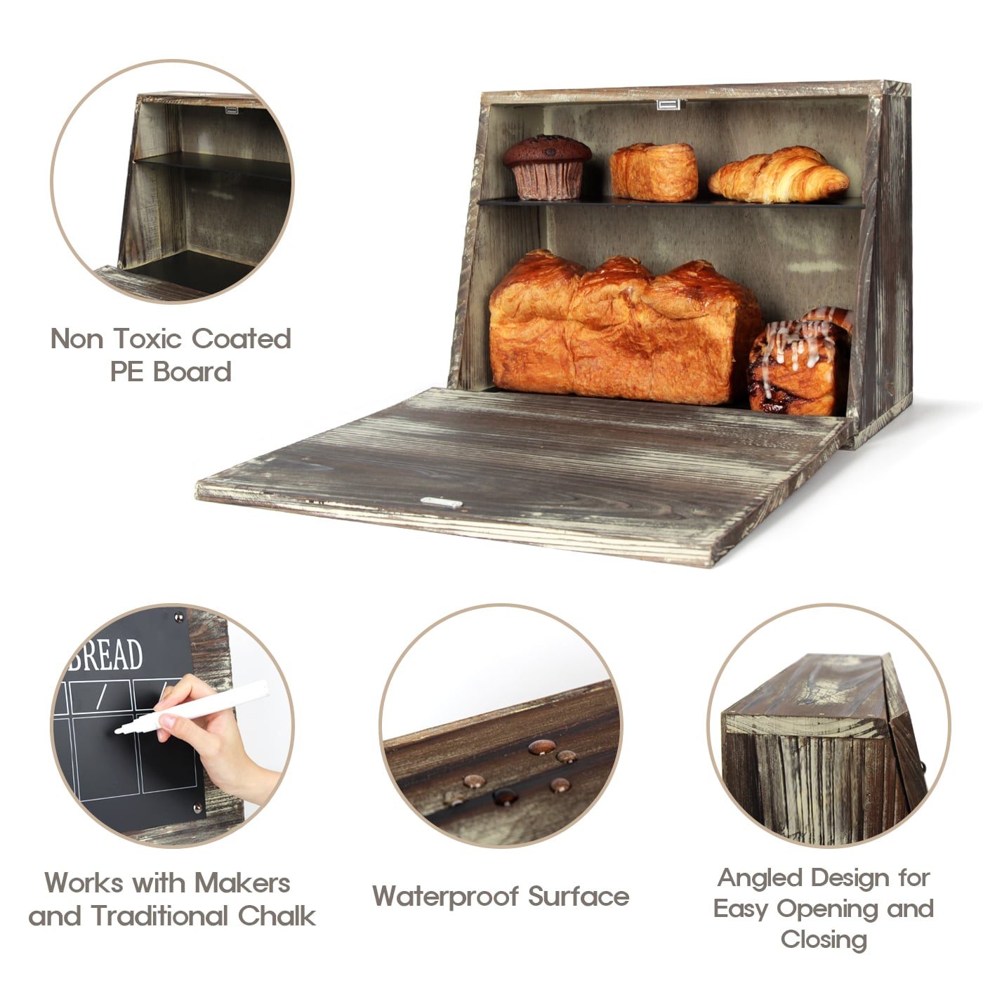 Jackcube Design Kitchen Portapane Legno con Lavagna Doppio Ripiano