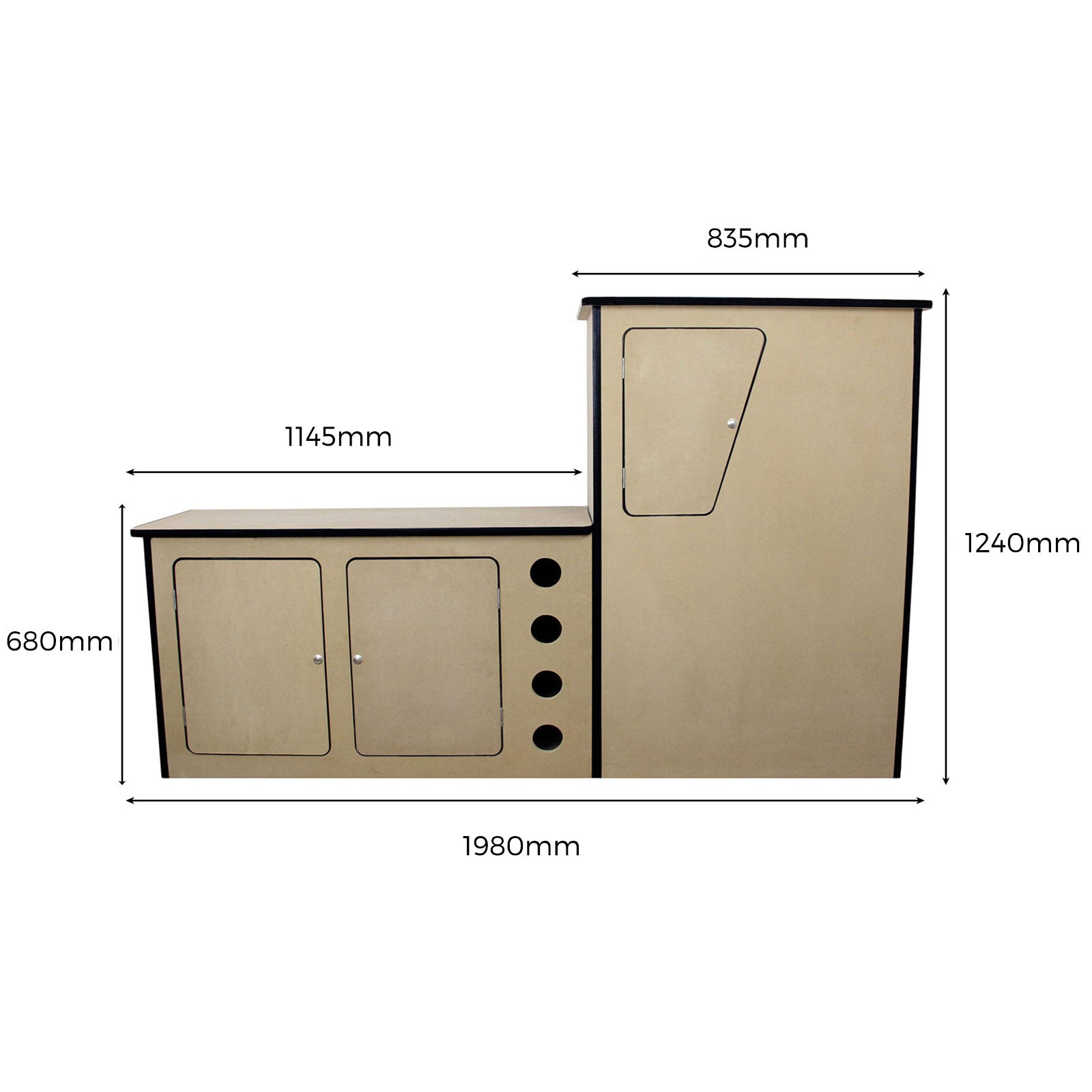 Q-Rax T-Mech Moquette Camper Nera 11 mq con Cucina MDF