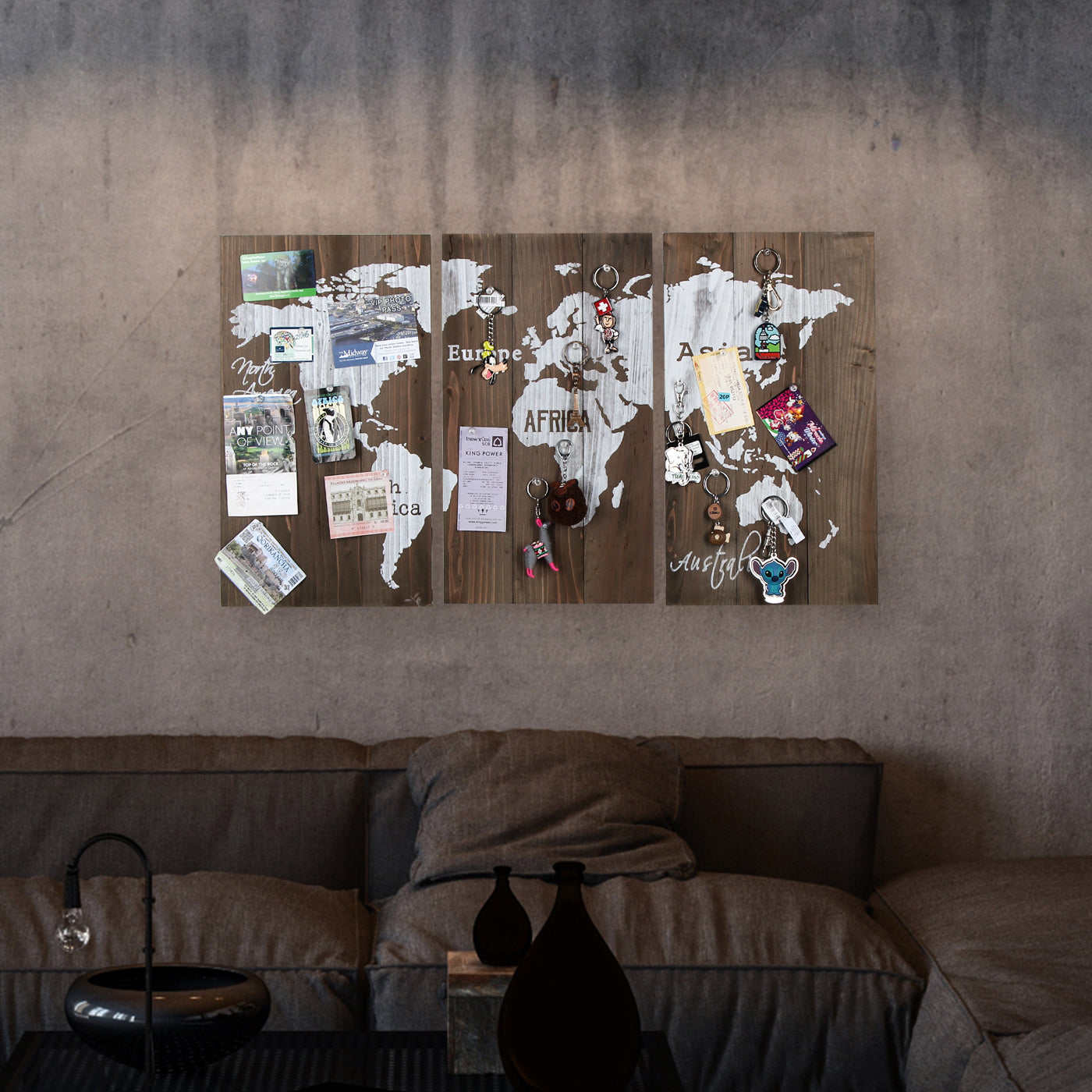Jackcube Design Wall Décor mappa mondo legno con 20 puntine