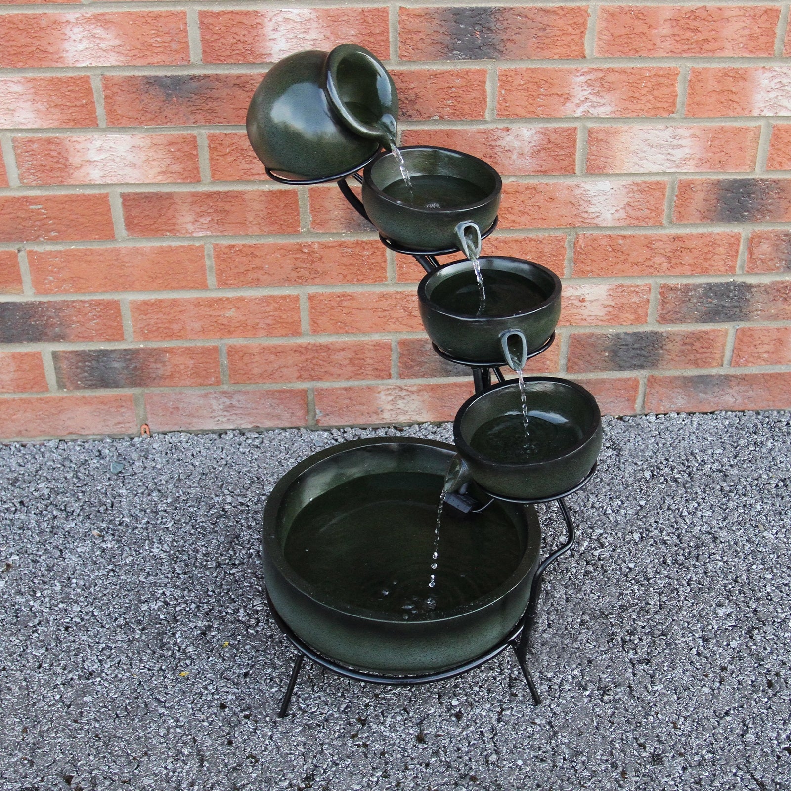 Q-Rax Fontana Solare a Cascata fontana verde 56 cm