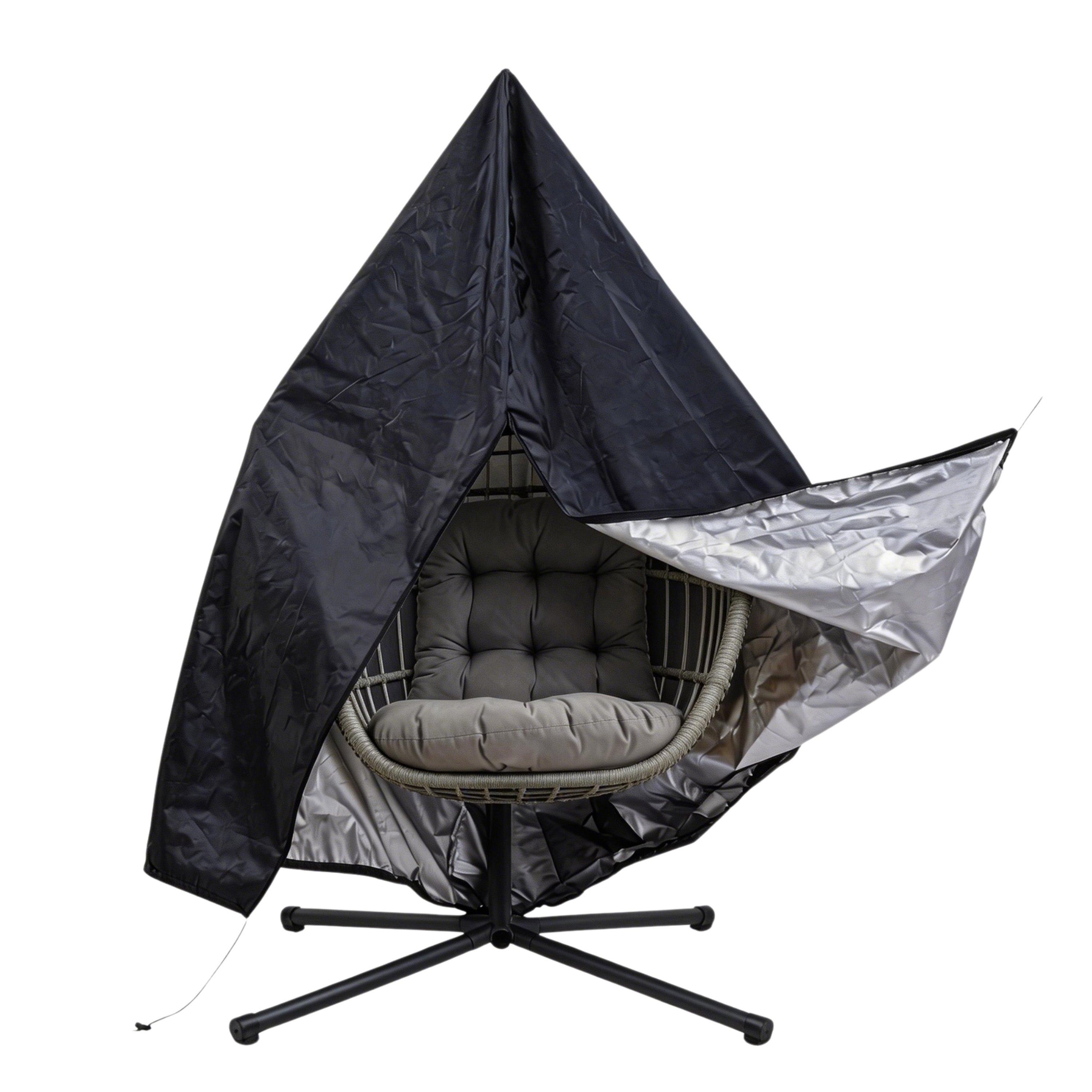 Q-Rax Poltrona Sospesa Uovo Rattan Grigio 150 kg