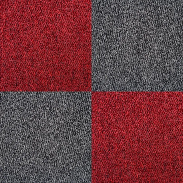 Q-Rax 40 Mattonelle Moquette 10mq Nero Rosso 50x50
