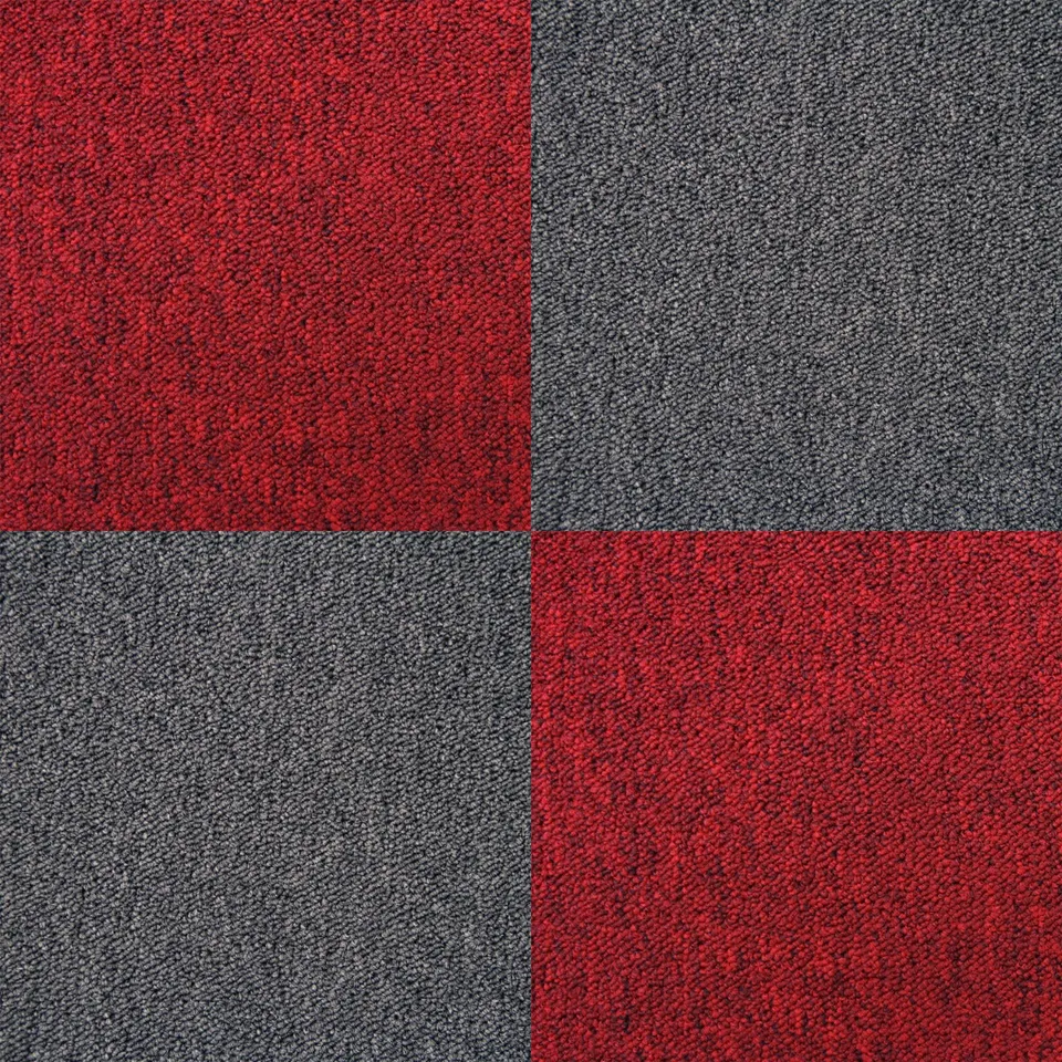 Q-Rax 40 Mattonelle Moquette 10mq Nero Rosso 50x50