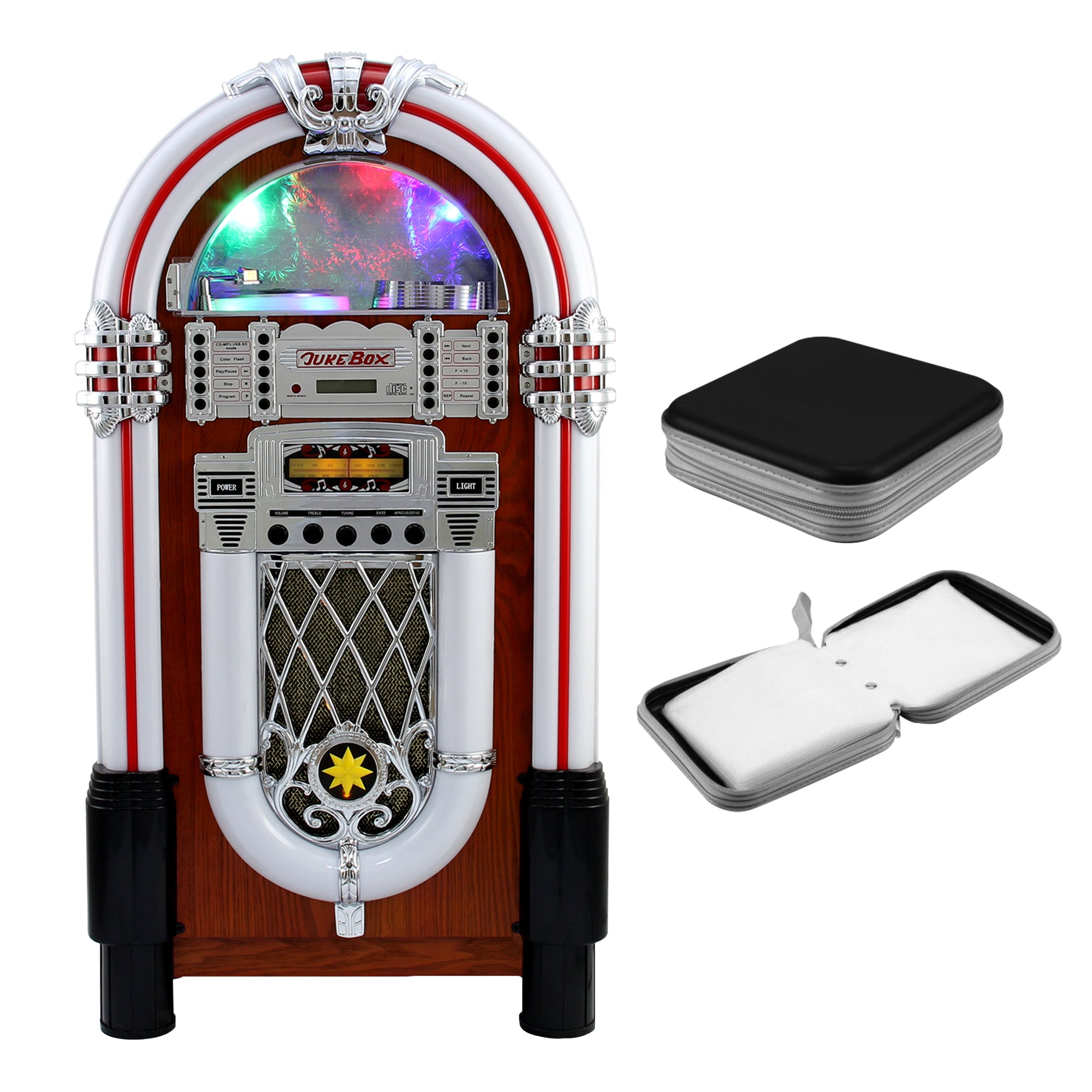 Q-Rax Jukebox Retrò Bluetooth con Porta CD 40 Slot