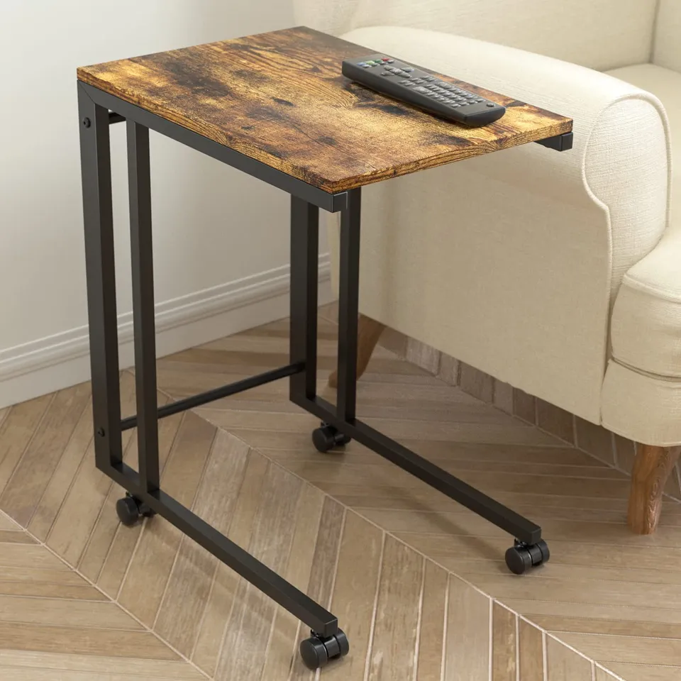 JackCube Design Living Room Tavolino a C Legno con Rotelle