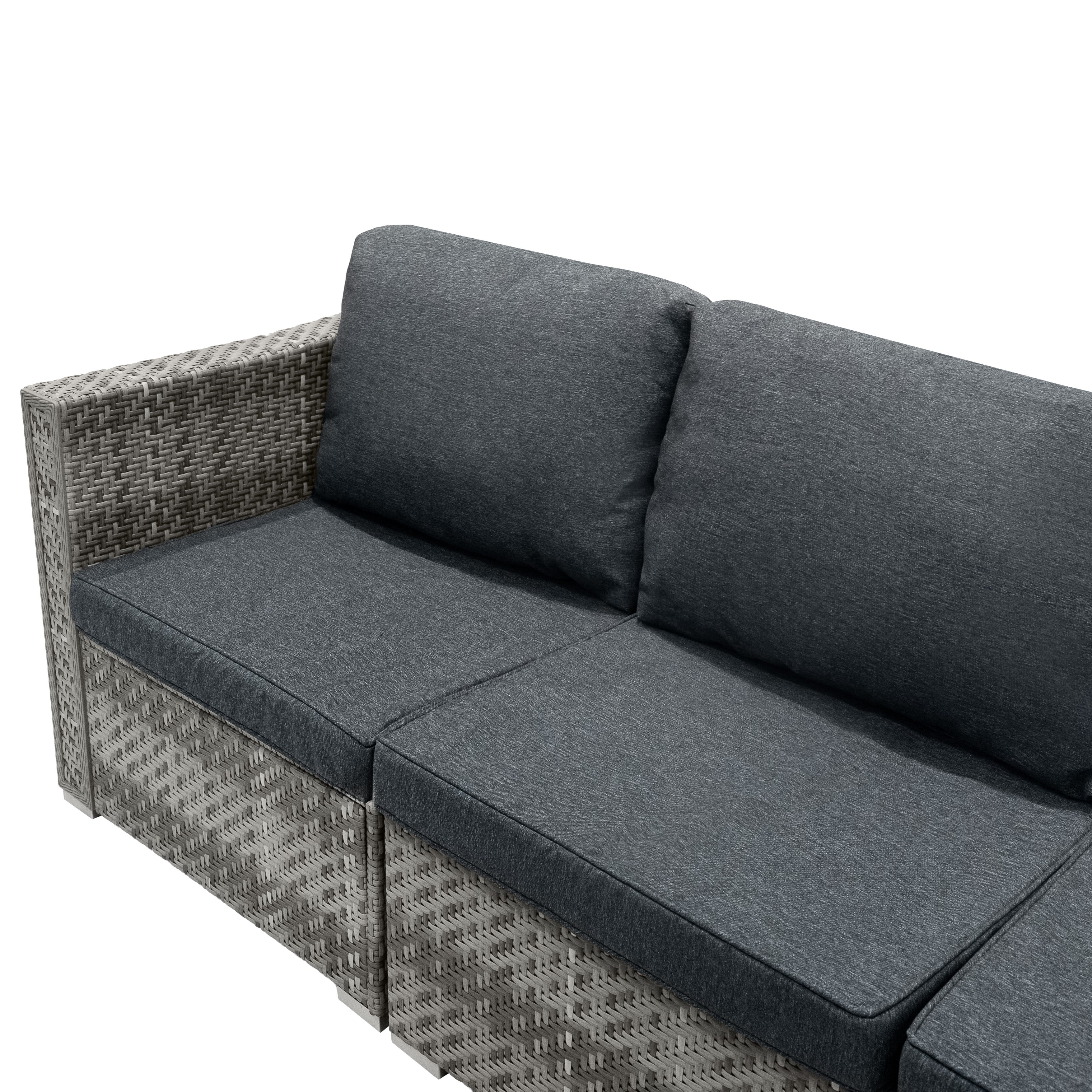Q-Rax Mobili da Esterno Set Rattan Grigio 7 Pezzi con Tavolo