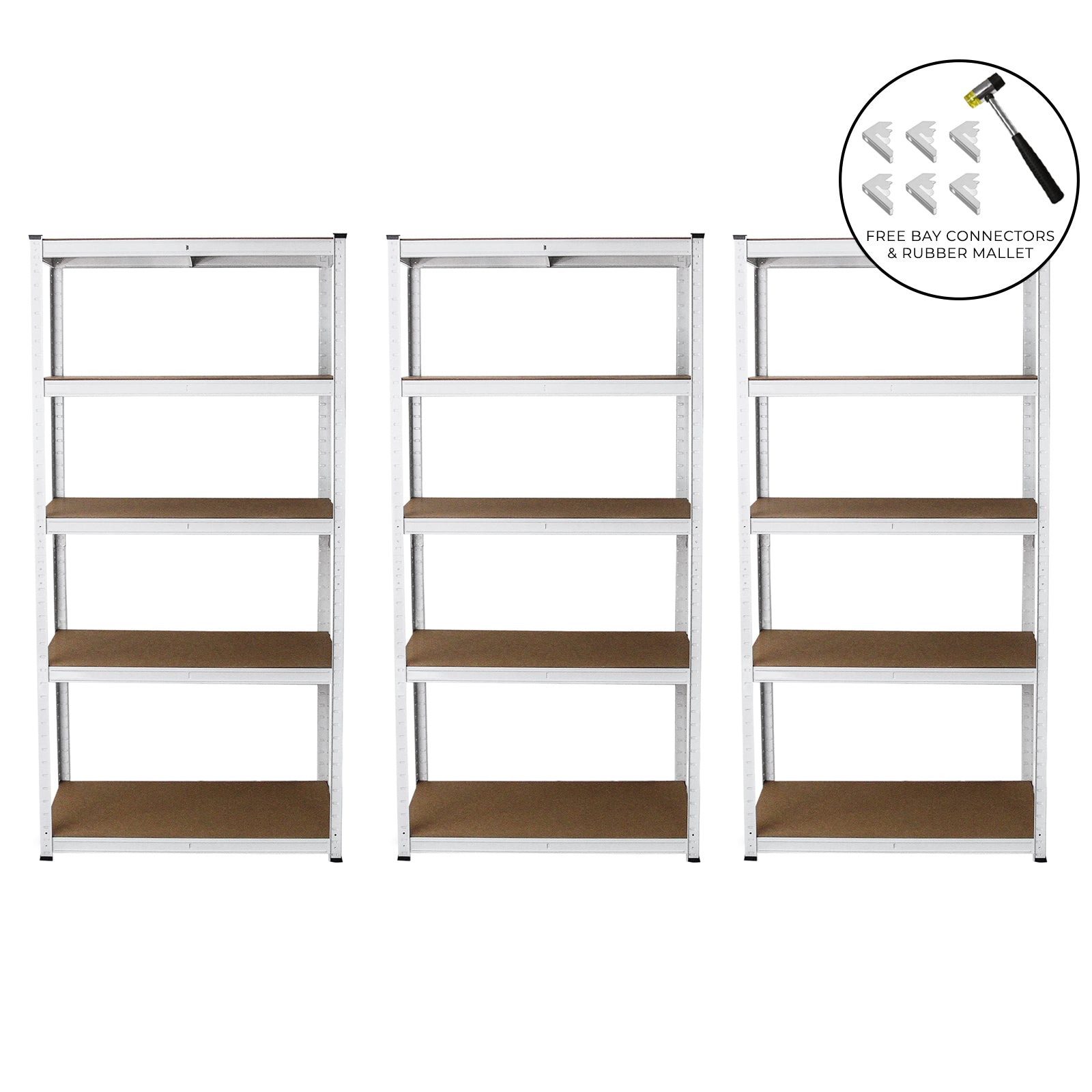 Q-Rax E-Rax Scaffale Garage 90x40cm Bianco 3 Pezzi 200kg