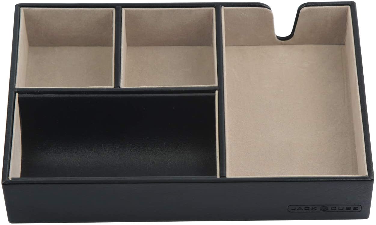 Jackcube Design Dressroom Vassoio Svuotatasche Pelle Nero 4 Scomparti
