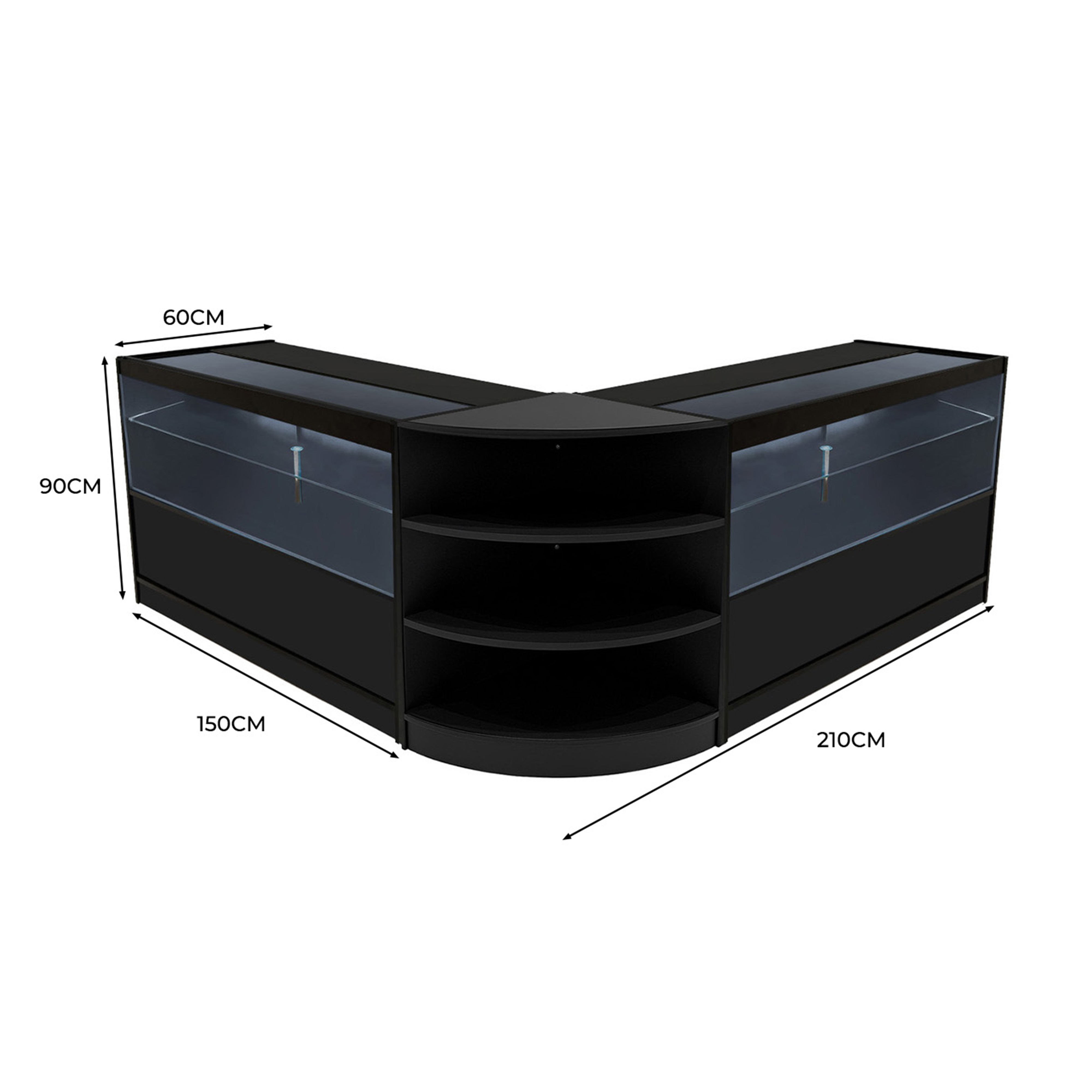 Q-Rax Andromeda Set Banconi Negozio LED Nero C1500 LM60