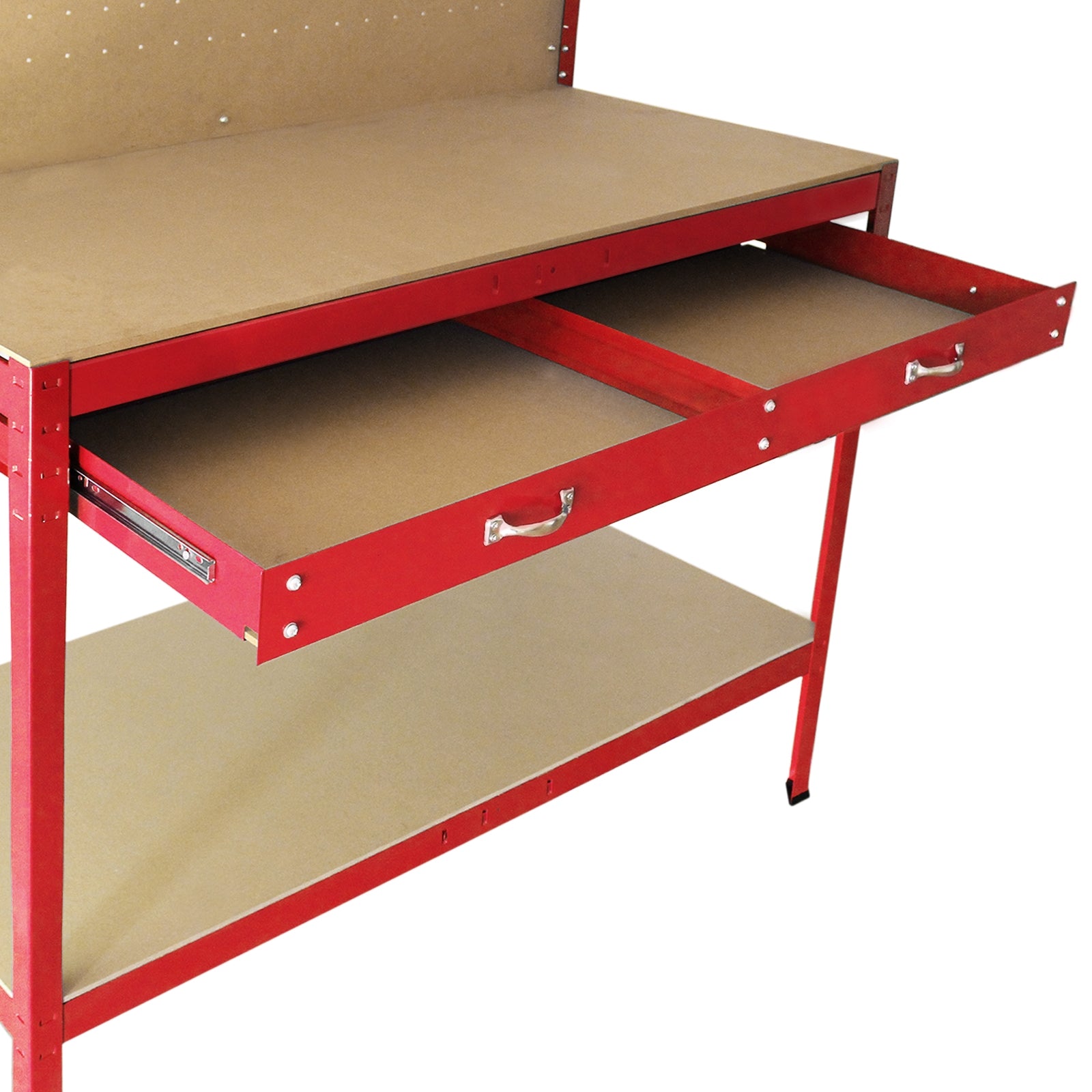 Q-Rax Banchi da Lavoro 120cm banco rosso con cassetto