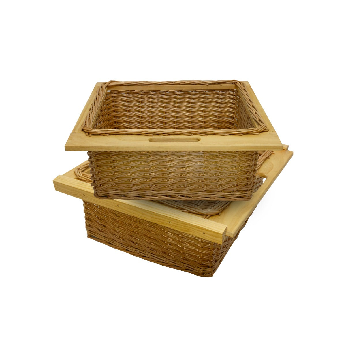 Q-Rax Cestelli Vimini 60cm 2 Cesti Organizer Cucina 10kg Marrone
