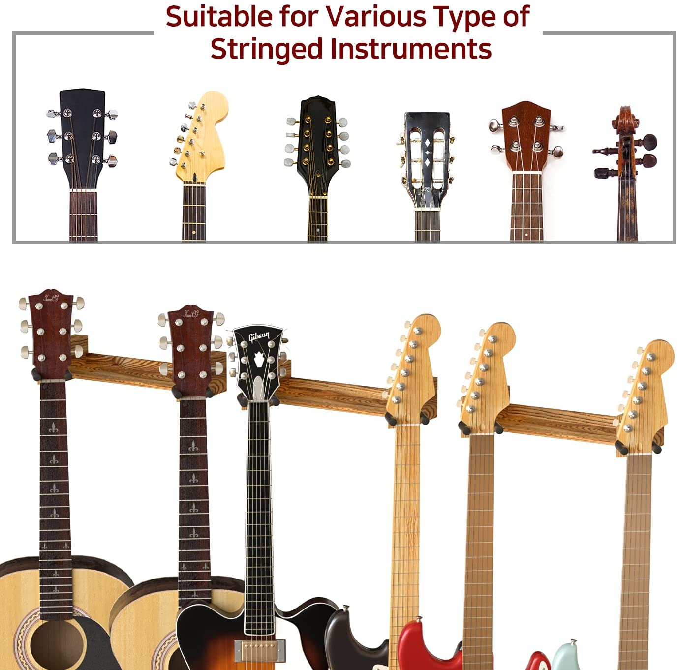 Jackcube Design Display Appendi Chitarra Parete Legno Set 3 Pezzi