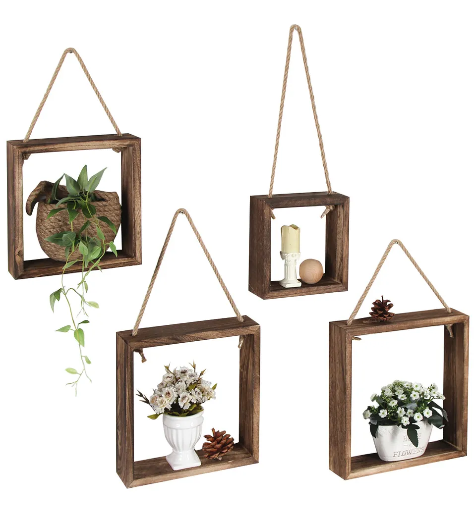 Jackcube Design Living Room set 4 mensole legno sospese cubo