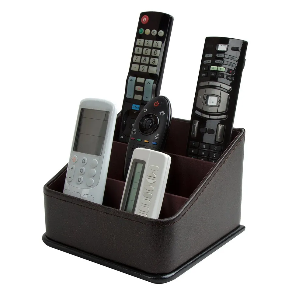 Jackcube Design Living Room Porta Telecomandi Pelle Marrone 3 Scomparti