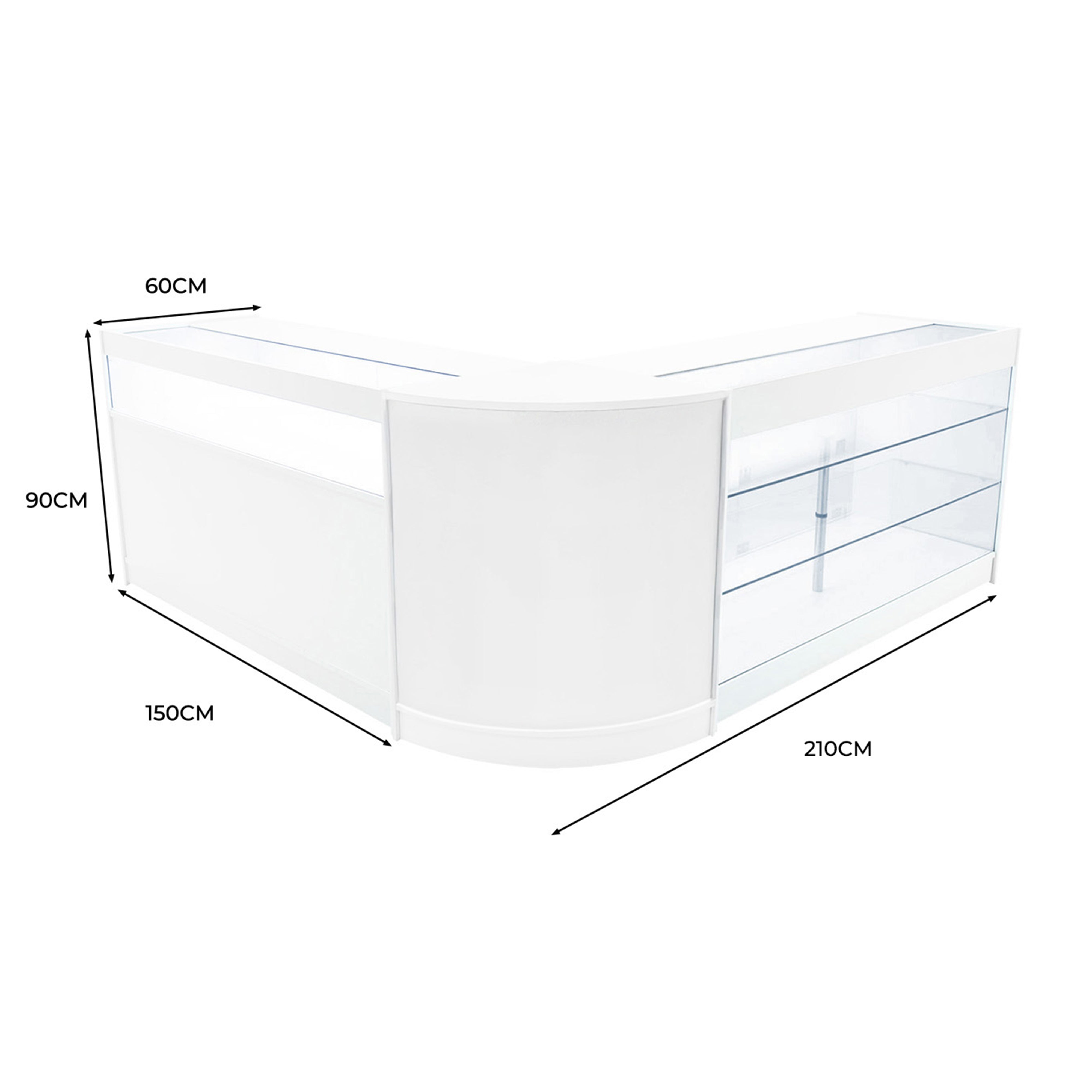 Q-Rax Banconi da Negozio Set Triton LED Bianco 3 Pezzi