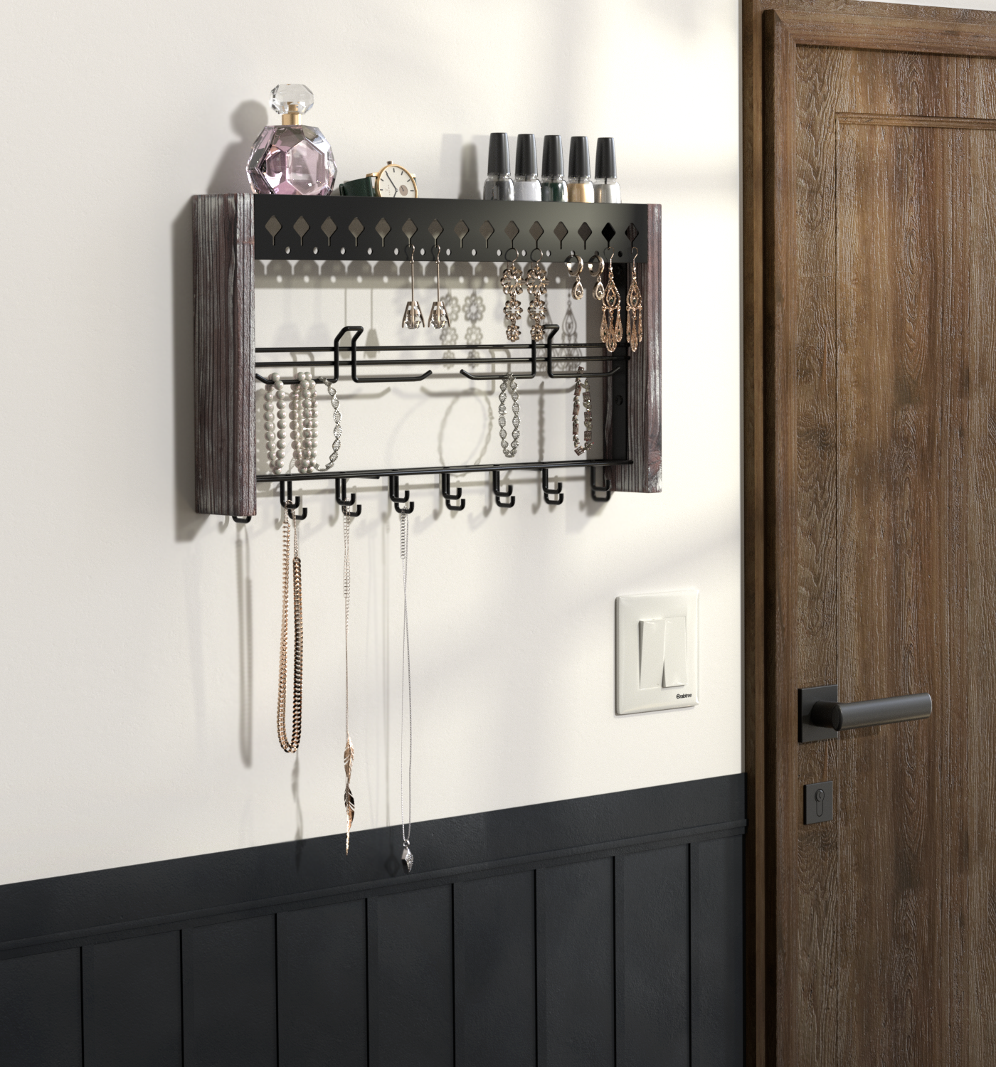 Jackcube Design Portagioie Parete Legno Rustico Ganci